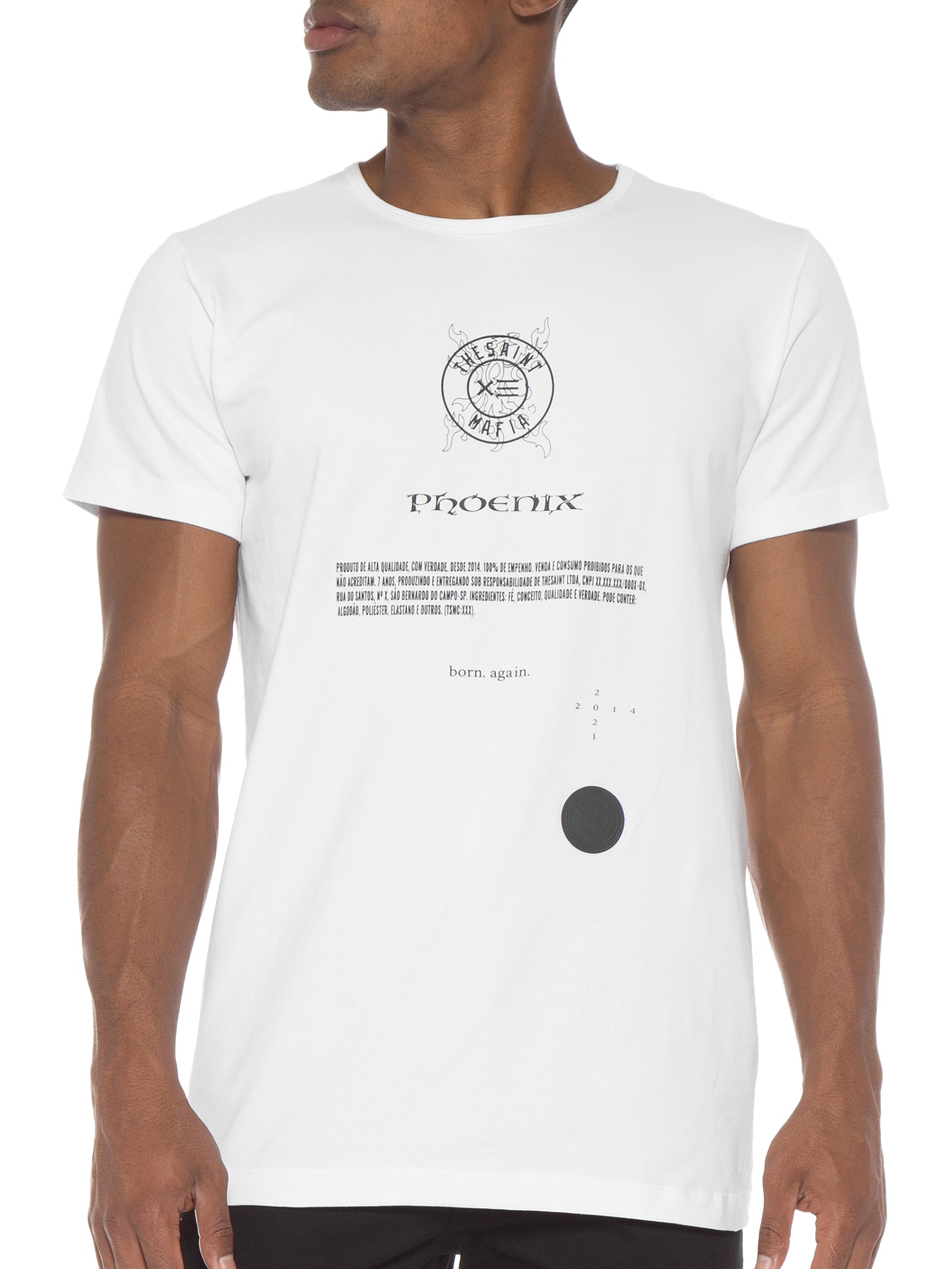 The Saint Mafia - Camiseta Masculina Slim - Branco