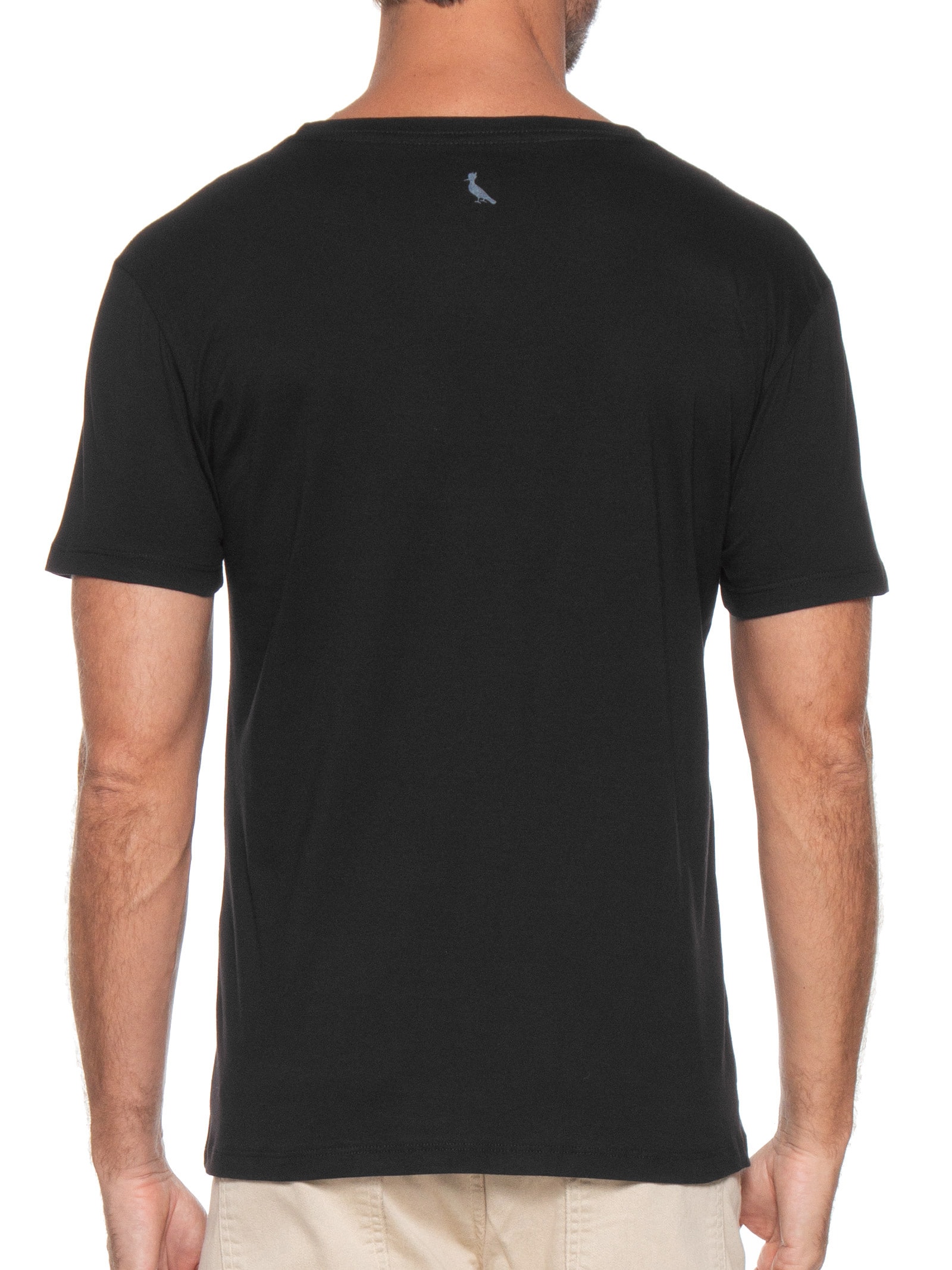 Camiseta Masculina Slim Estampa Pica Pau Minimal Lines Preto Reserva