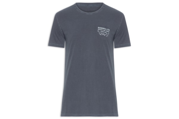 Camiseta Masculina Slim Estampa Placa Antiga - Azul