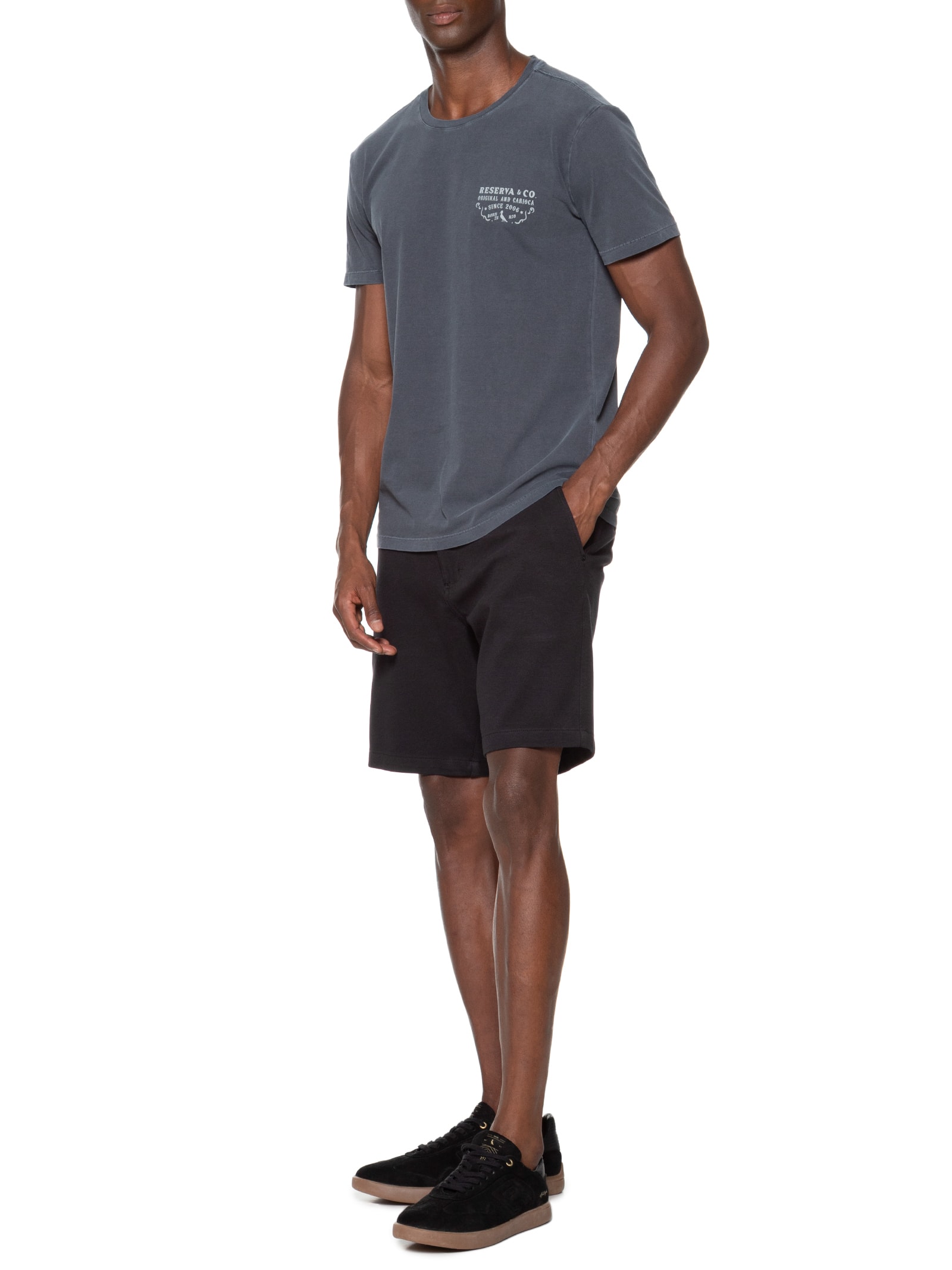 Camiseta Masculina Slim Estampa Placa Antiga Azul Reserva