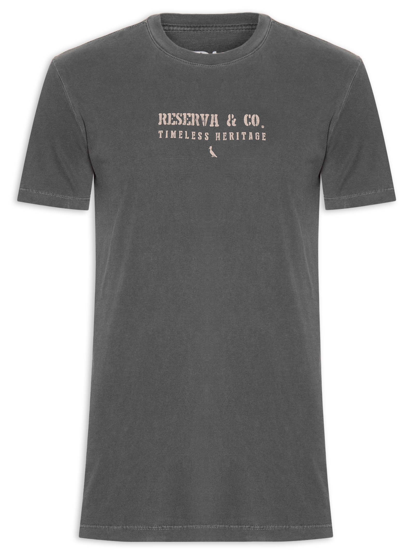 Camiseta Masculina Slim Estampada Cinza Reserva