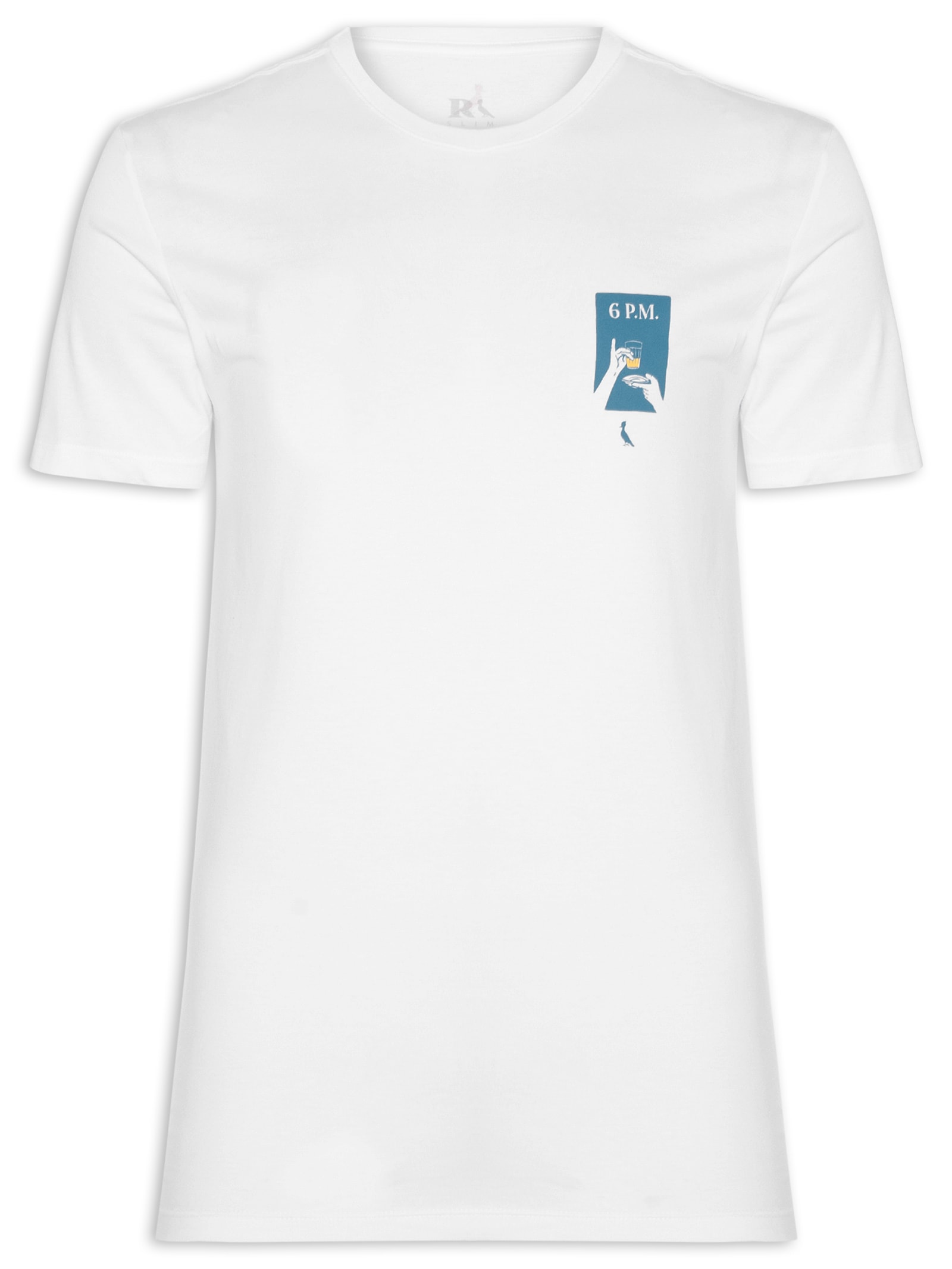 Camiseta Masculina Slim Estampada Copinho 6am Branco  Reserva