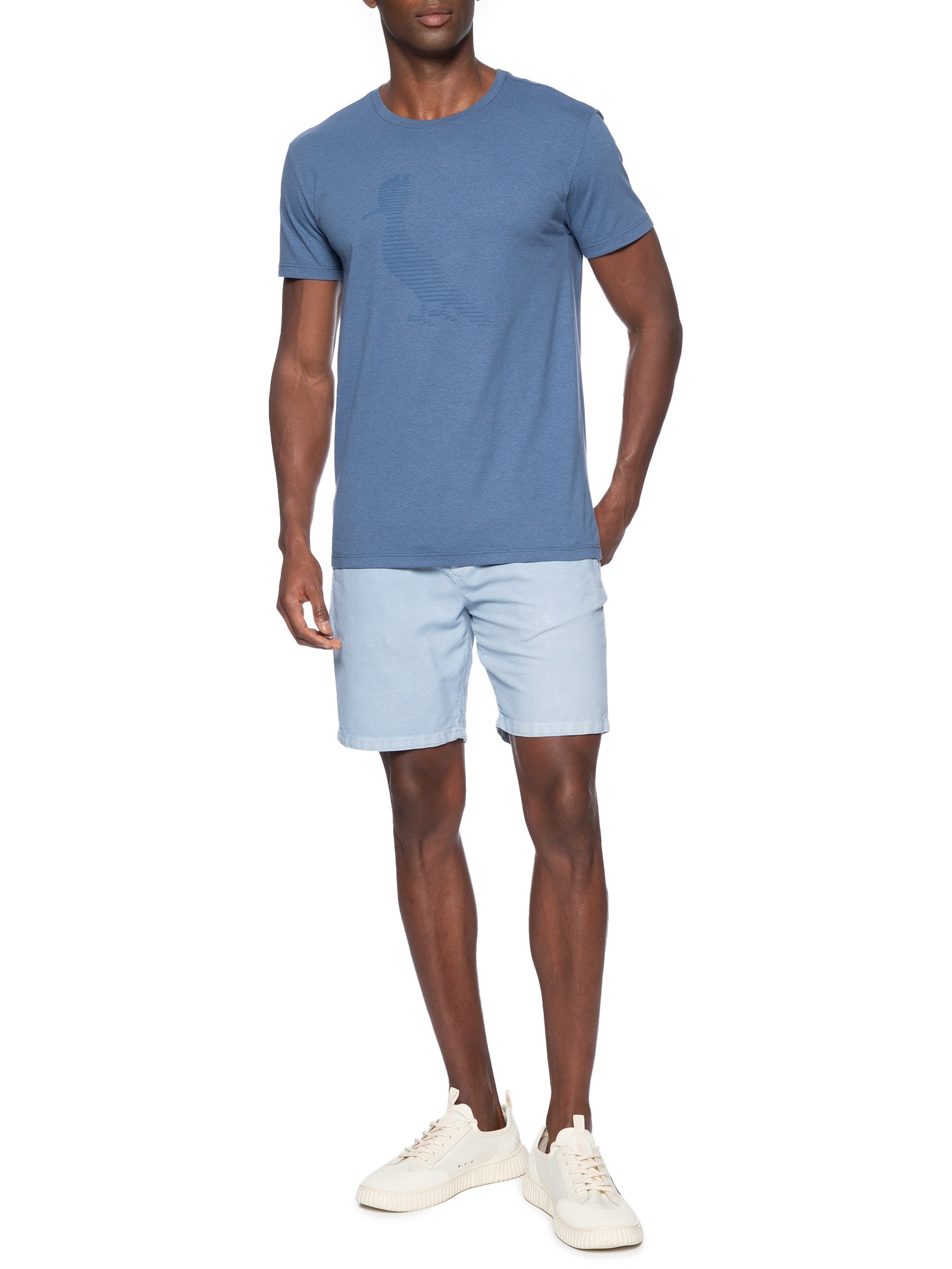 Camiseta Masculina Slim Estampada Pica Pau Run Azul Reserva
