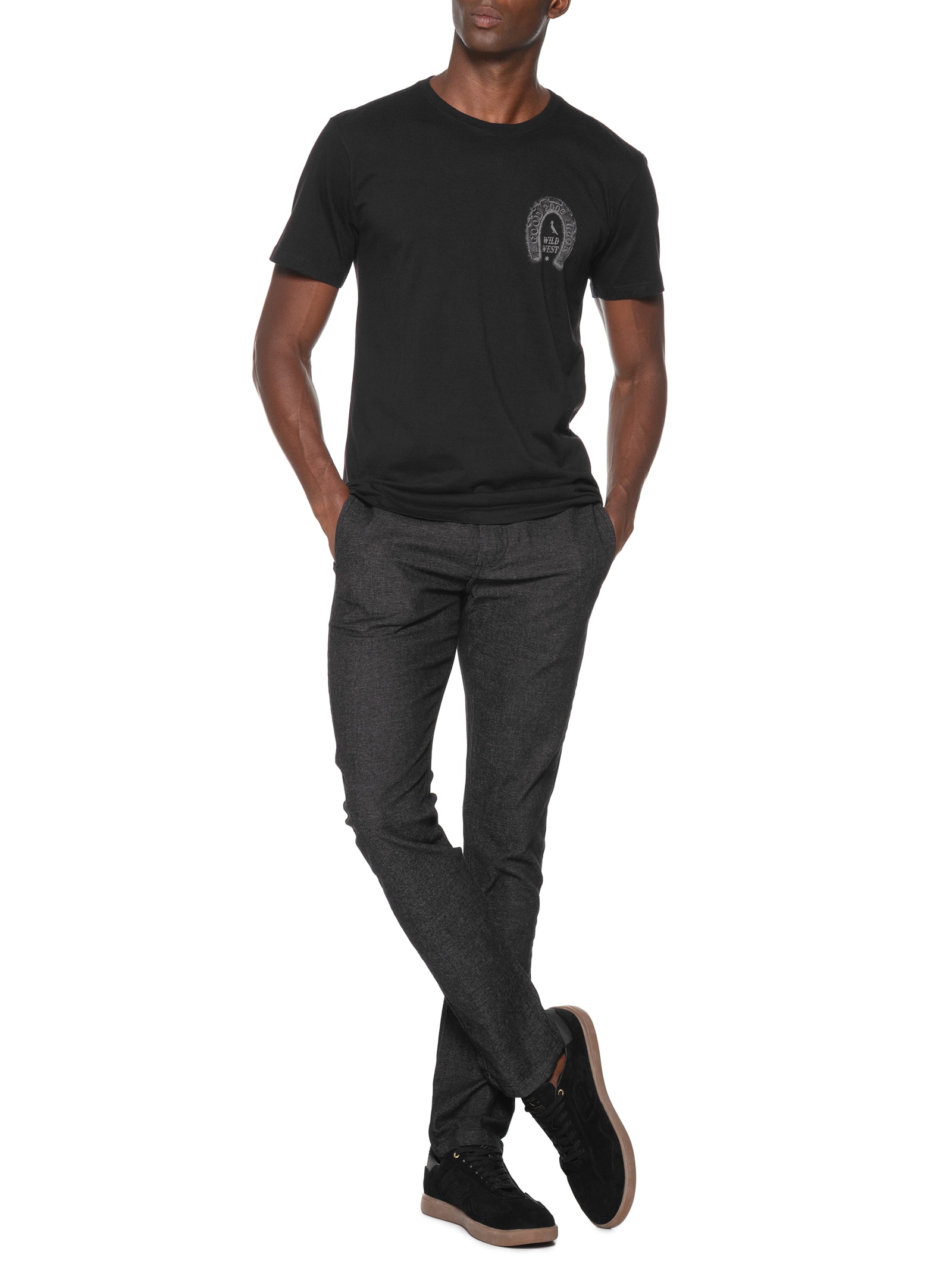 Camiseta Masculina Slim Estampada Wild West Preto Reserva