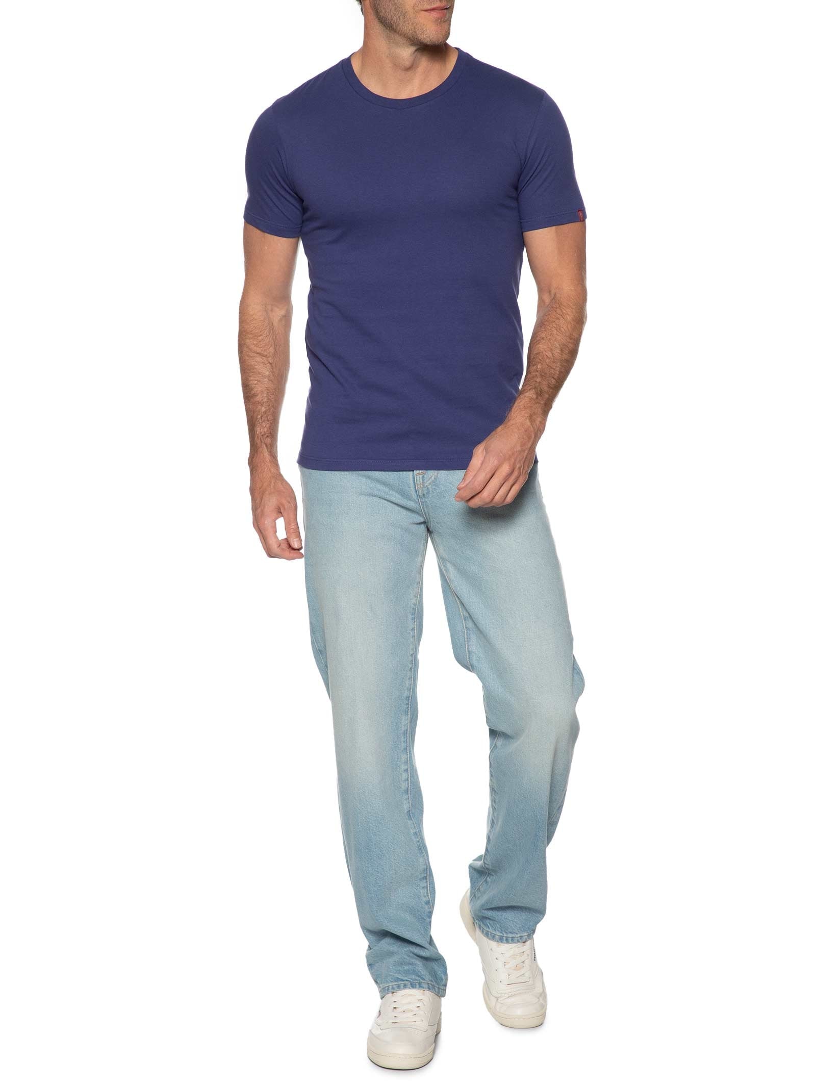 Camiseta Masculina Slim Fit Com Logo No Punho Azul Levi's