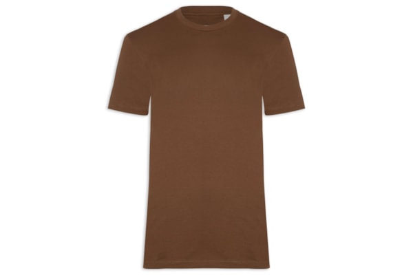 Camiseta Masculina Slim Fit com Logo no Punho - Marrom