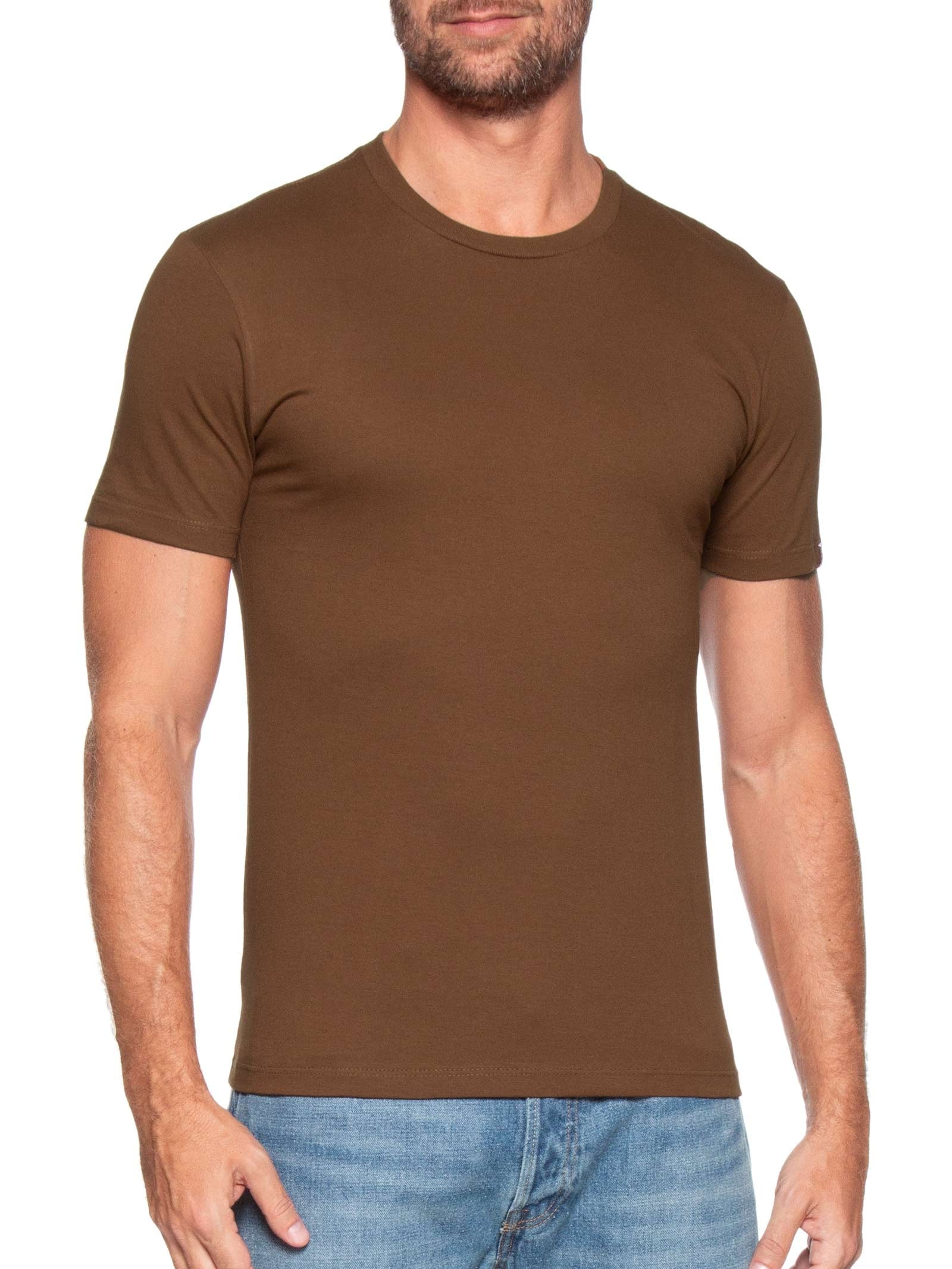 Camiseta Masculina Slim Fit com Logo no Punho Marrom Levi's