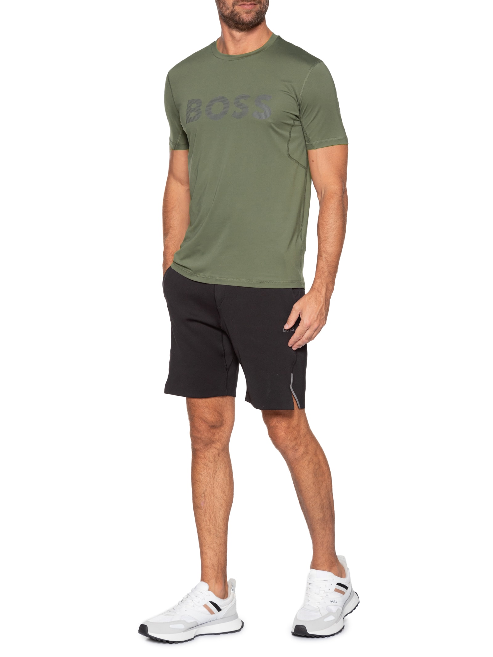 Camiseta Masculina Slim-Fit com Logo Tee Ac Bege Boss