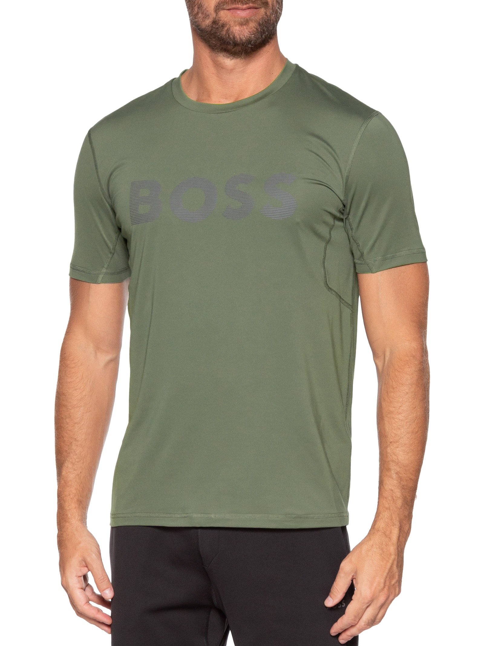 Camiseta Masculina Slim-Fit com Logo Tee Ac Bege Boss