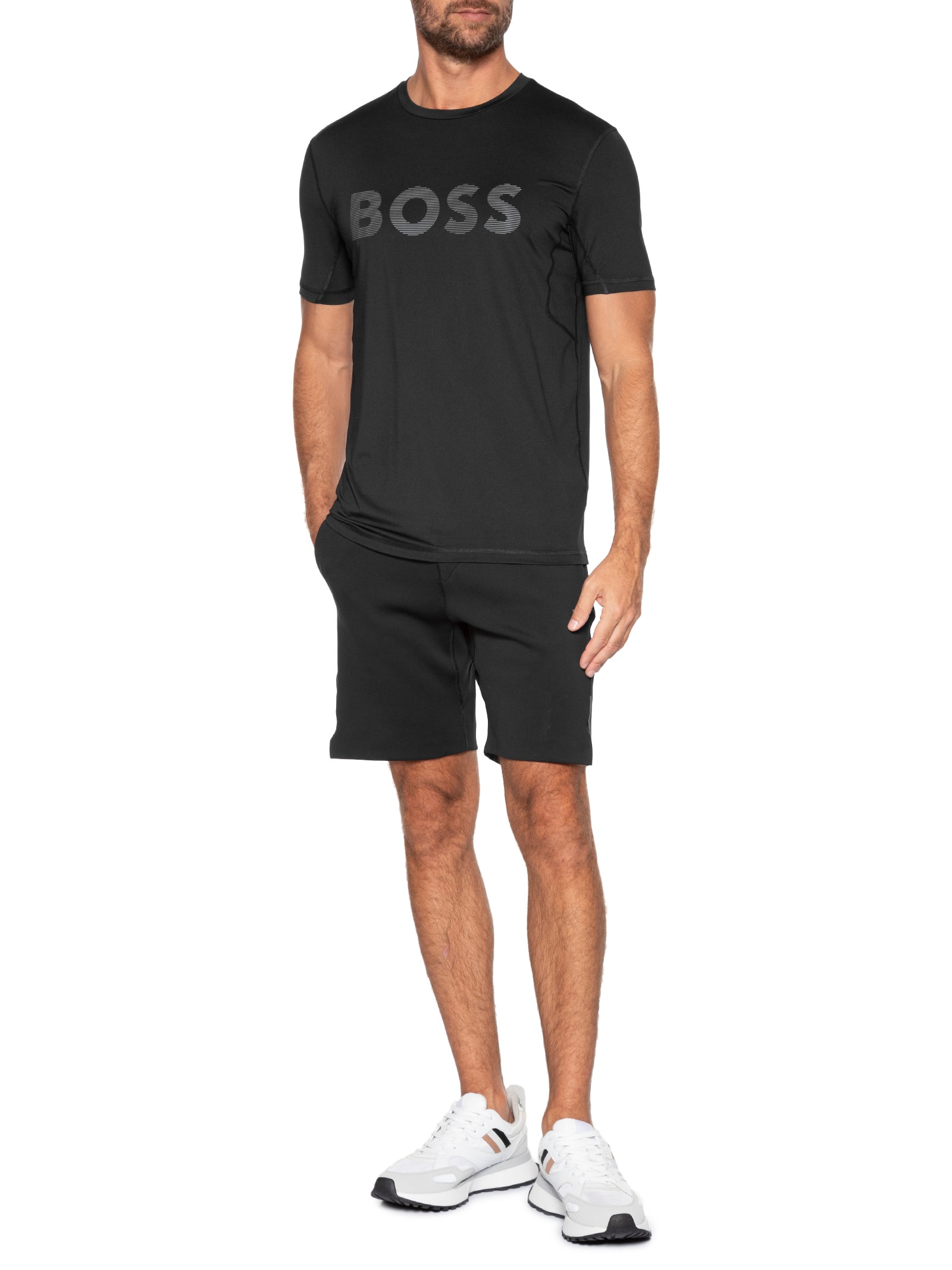 Camiseta Masculina Slim-Fit com Logo Tee Ac Preto Boss