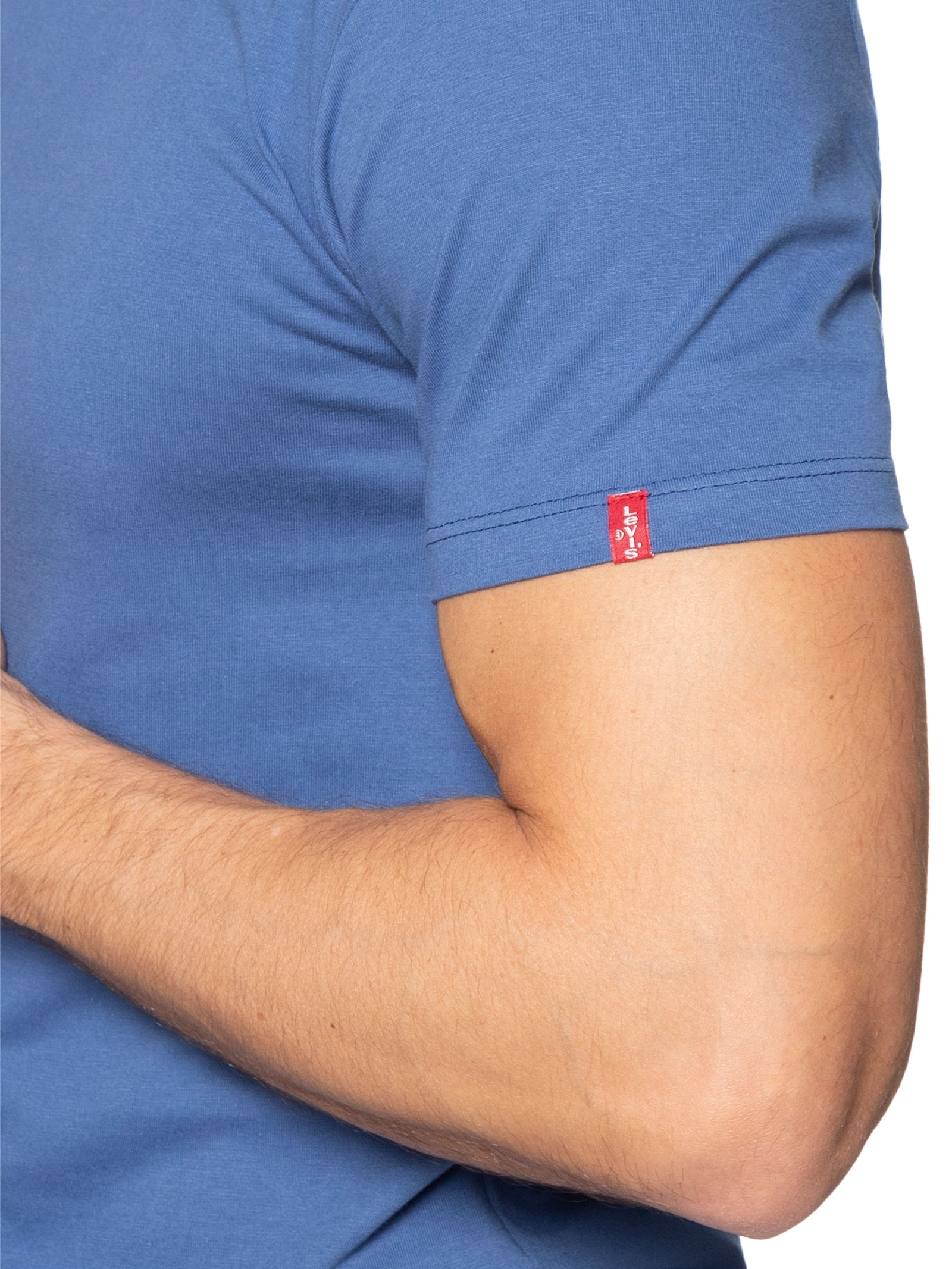 Camiseta Masculina Slim Fit Com Punho E Etiqueta Tab Azul Levi's