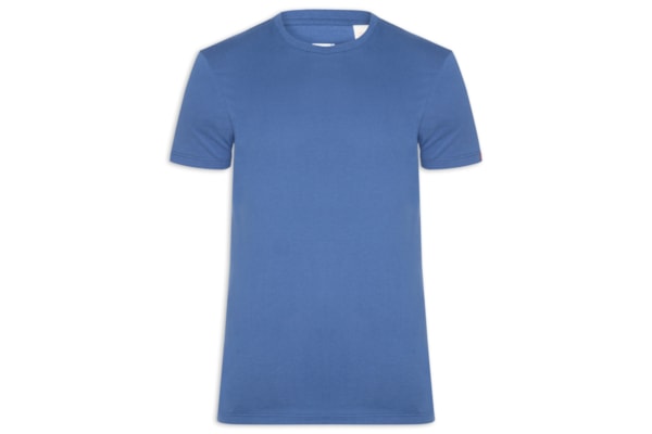 Camiseta Masculina Slim Fit Com Punho E Etiqueta Tab - Azul