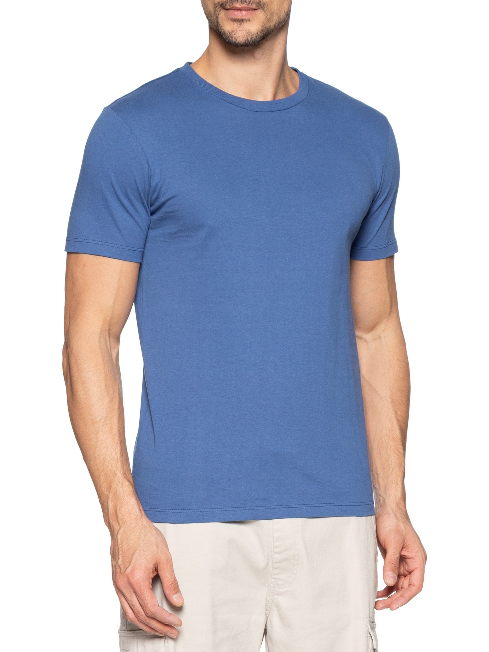 Camiseta Masculina Slim Fit Com Punho E Etiqueta Tab Azul Levi's