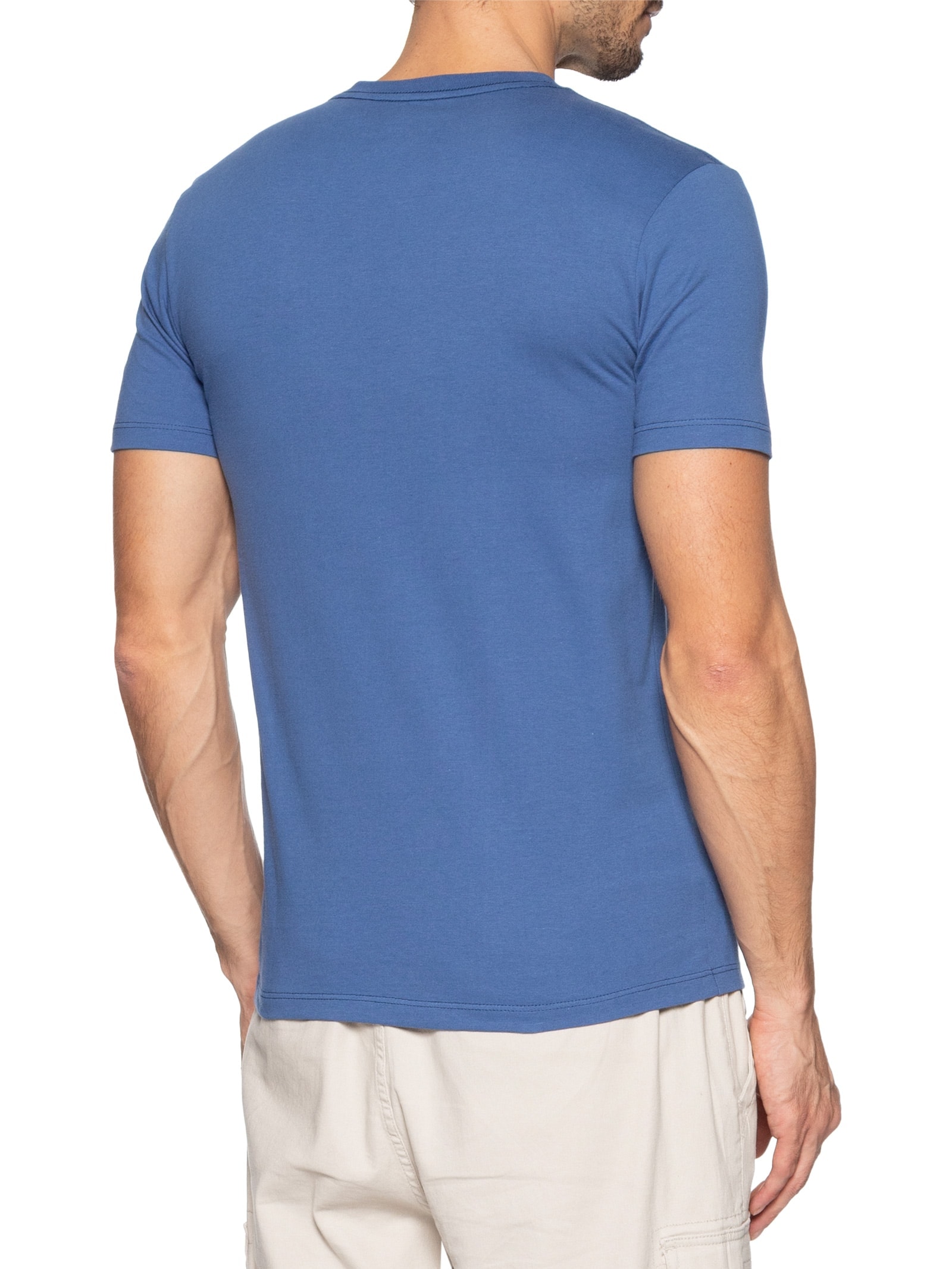 Camiseta Masculina Slim Fit Com Punho E Etiqueta Tab Azul Levi's
