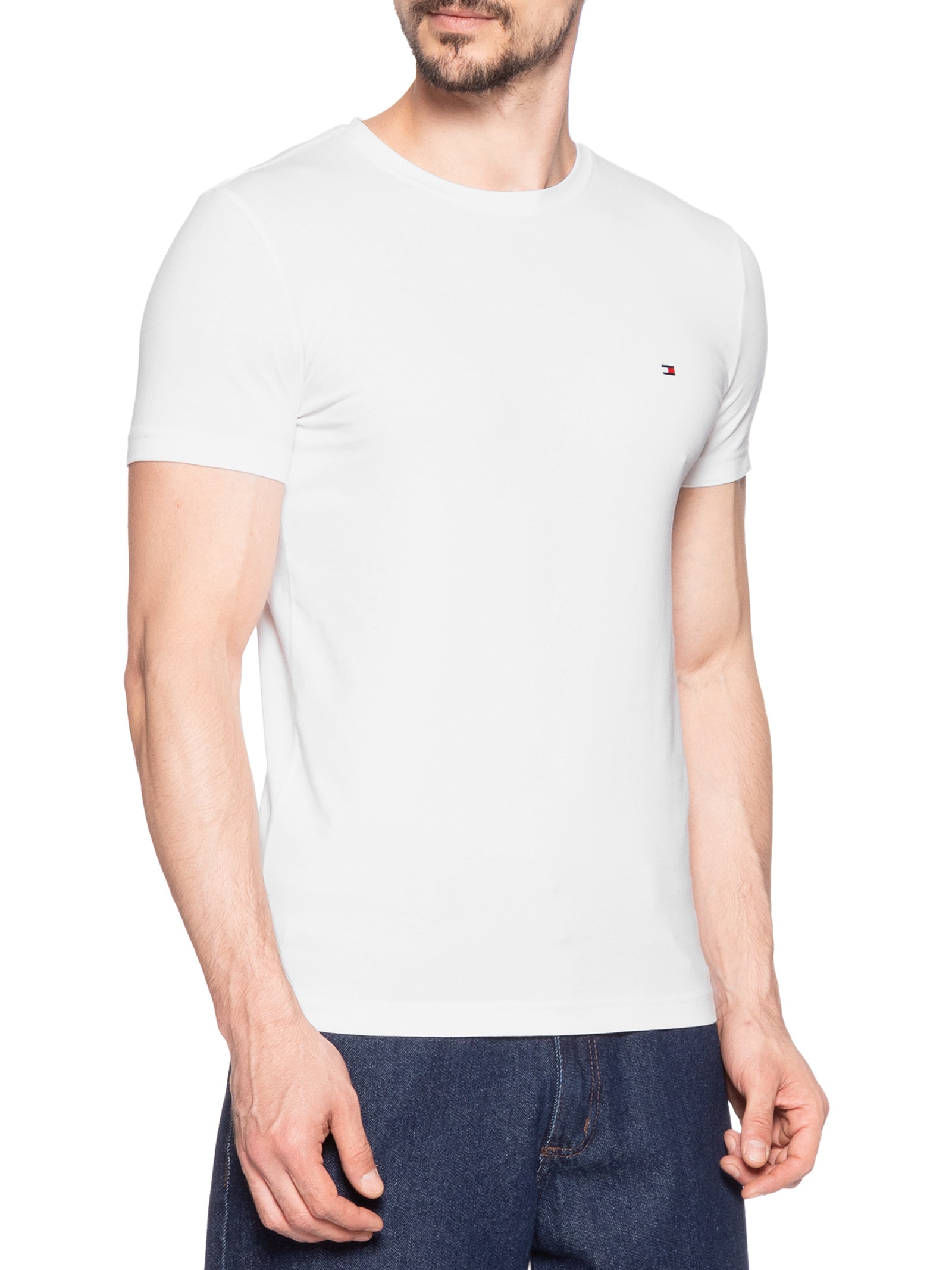 Camiseta Masculina Slim Fit Core Stretch Branco Tommy Hilfiger