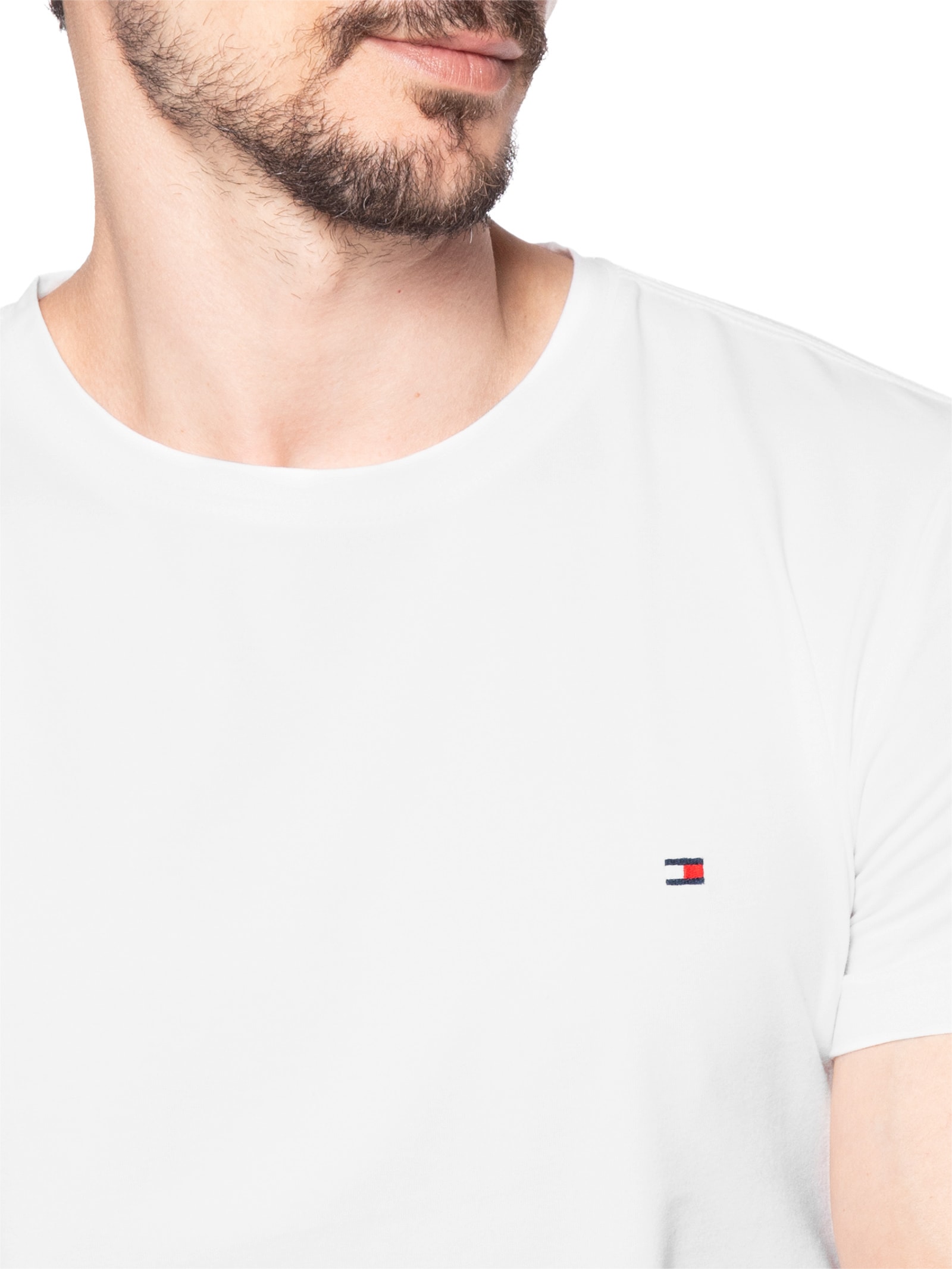 Camiseta Masculina Slim Fit Core Stretch Branco Tommy Hilfiger