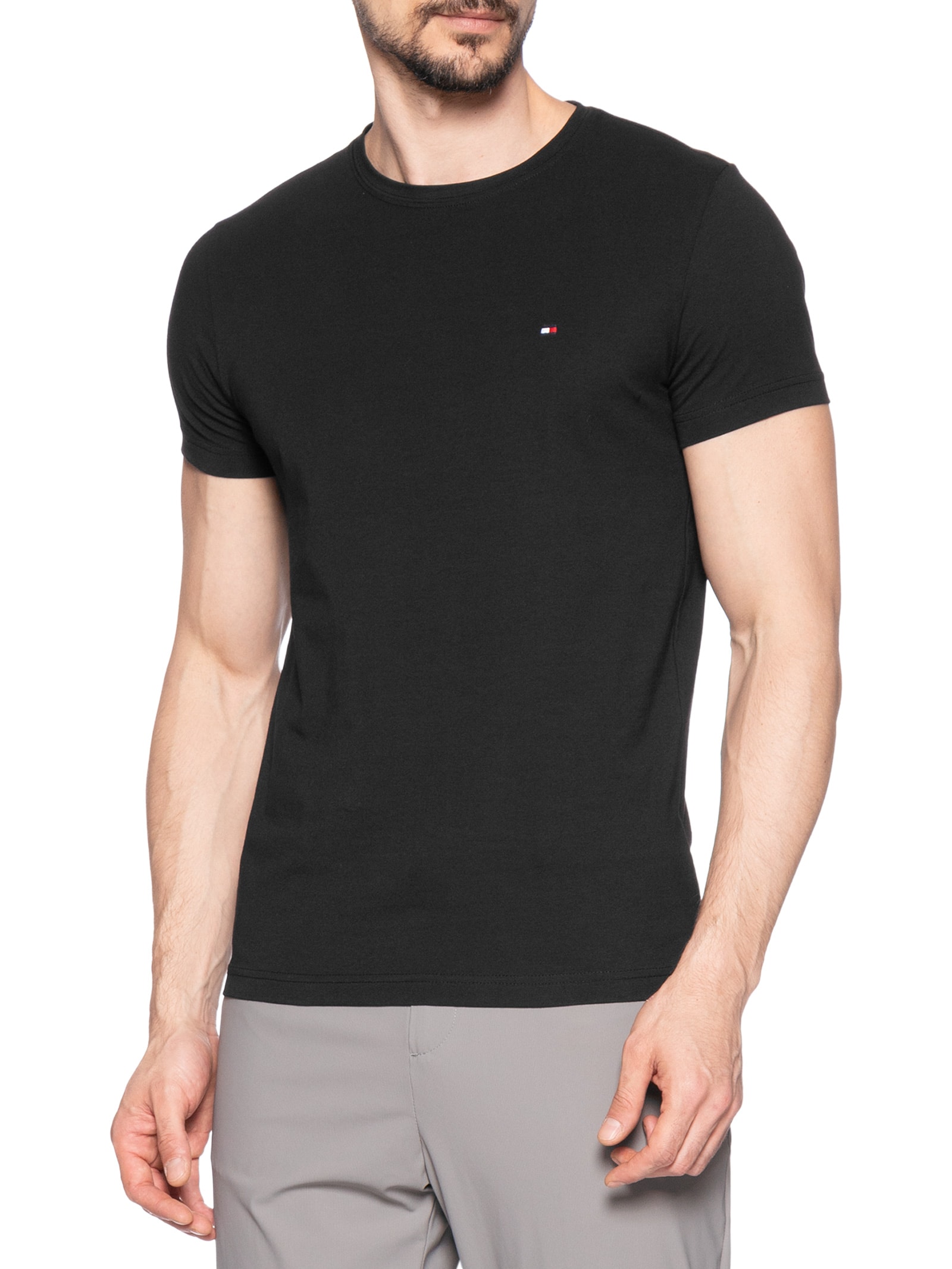Camiseta Masculina Slim Fit Core Stretch Preto Tommy Hilfiger