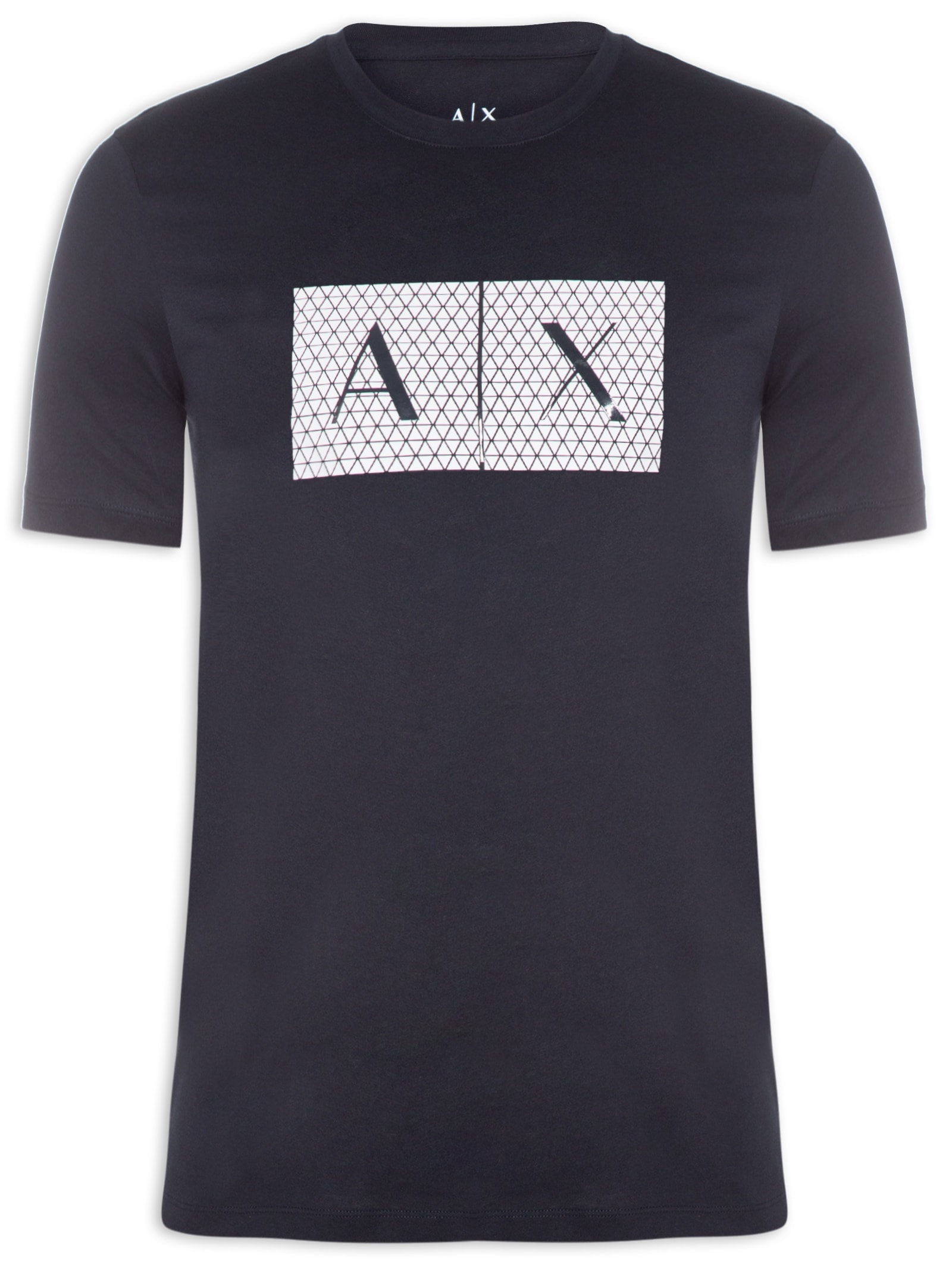 Camiseta Masculina Slim Fit Jersey Com Logo Texturizada Azul Armani Exchange