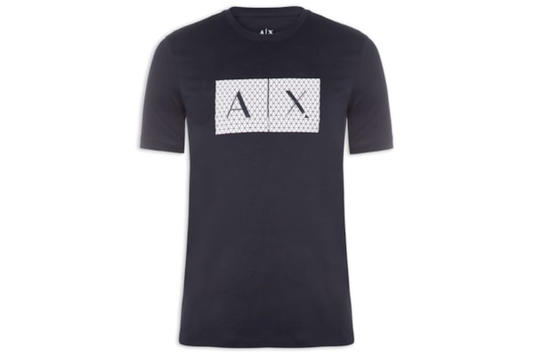 Camiseta Masculina Slim Fit Jersey Com Logo Texturizada - Azul