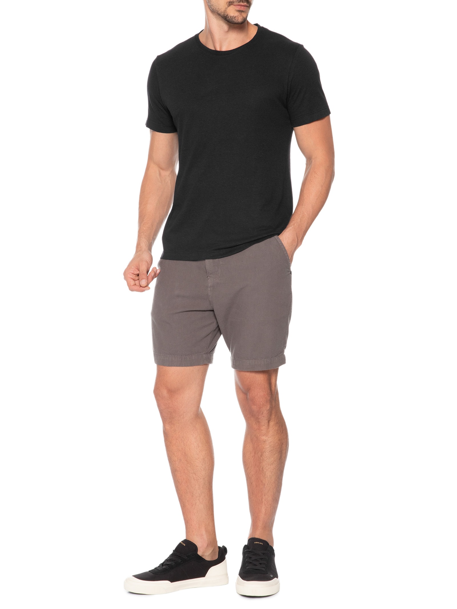 Camiseta Masculina Slim Fit Linho Bali Preto Austral