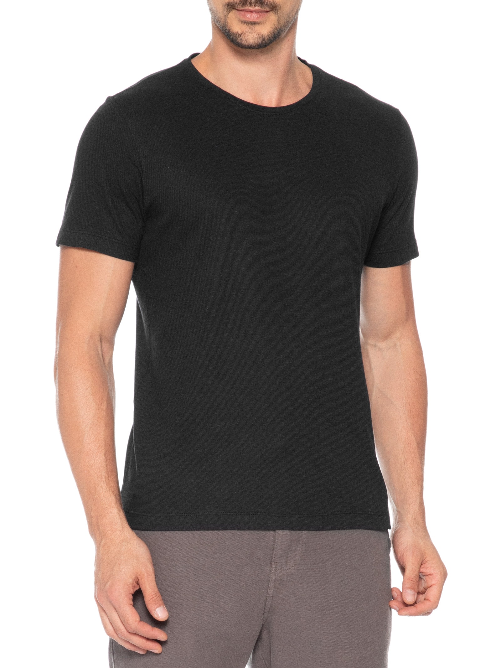 Camiseta Masculina Slim Fit Linho Bali Preto Austral