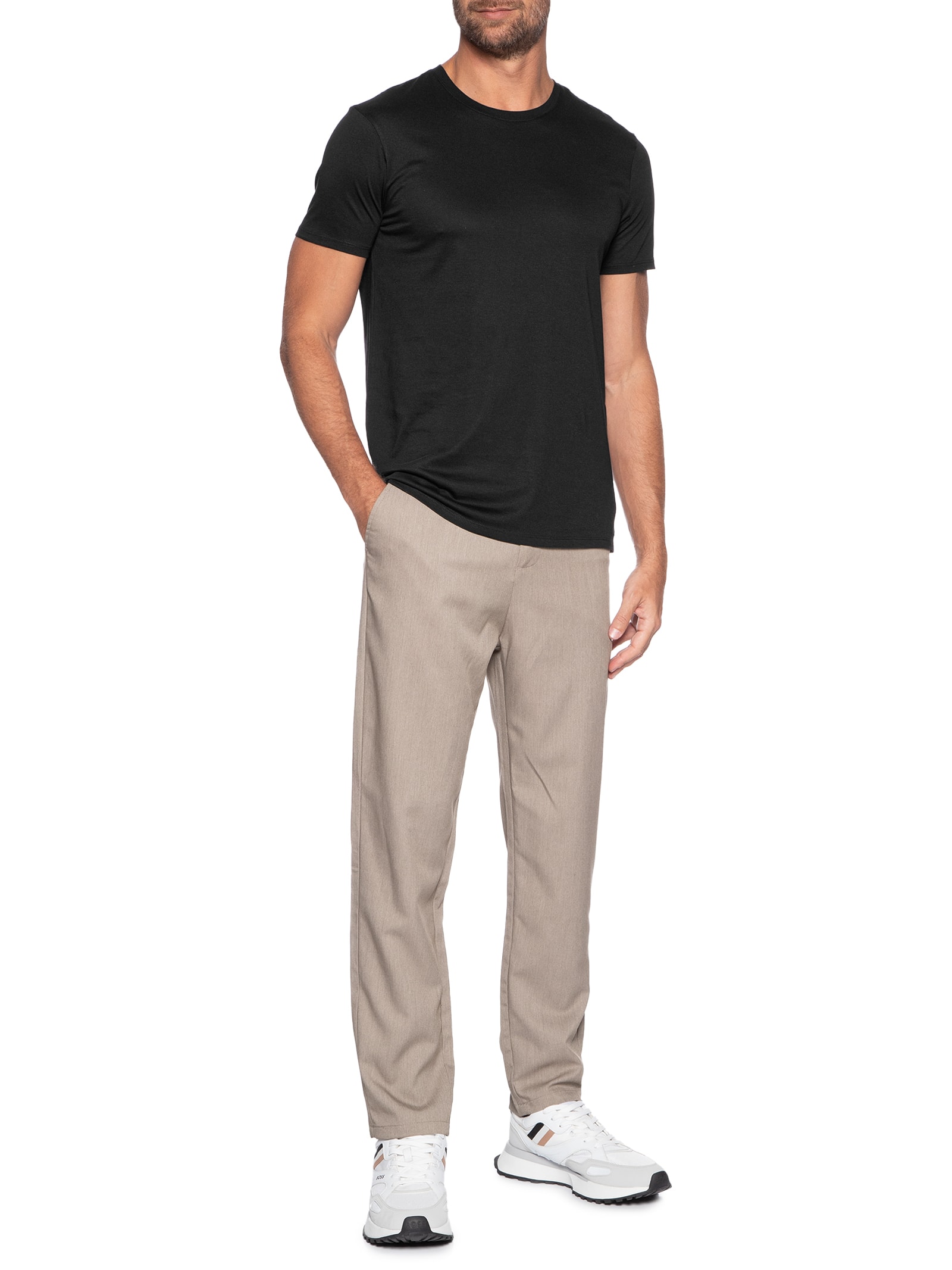 Camiseta Masculina Slim Fit Pima Gola Careca Preto Armani Exchange