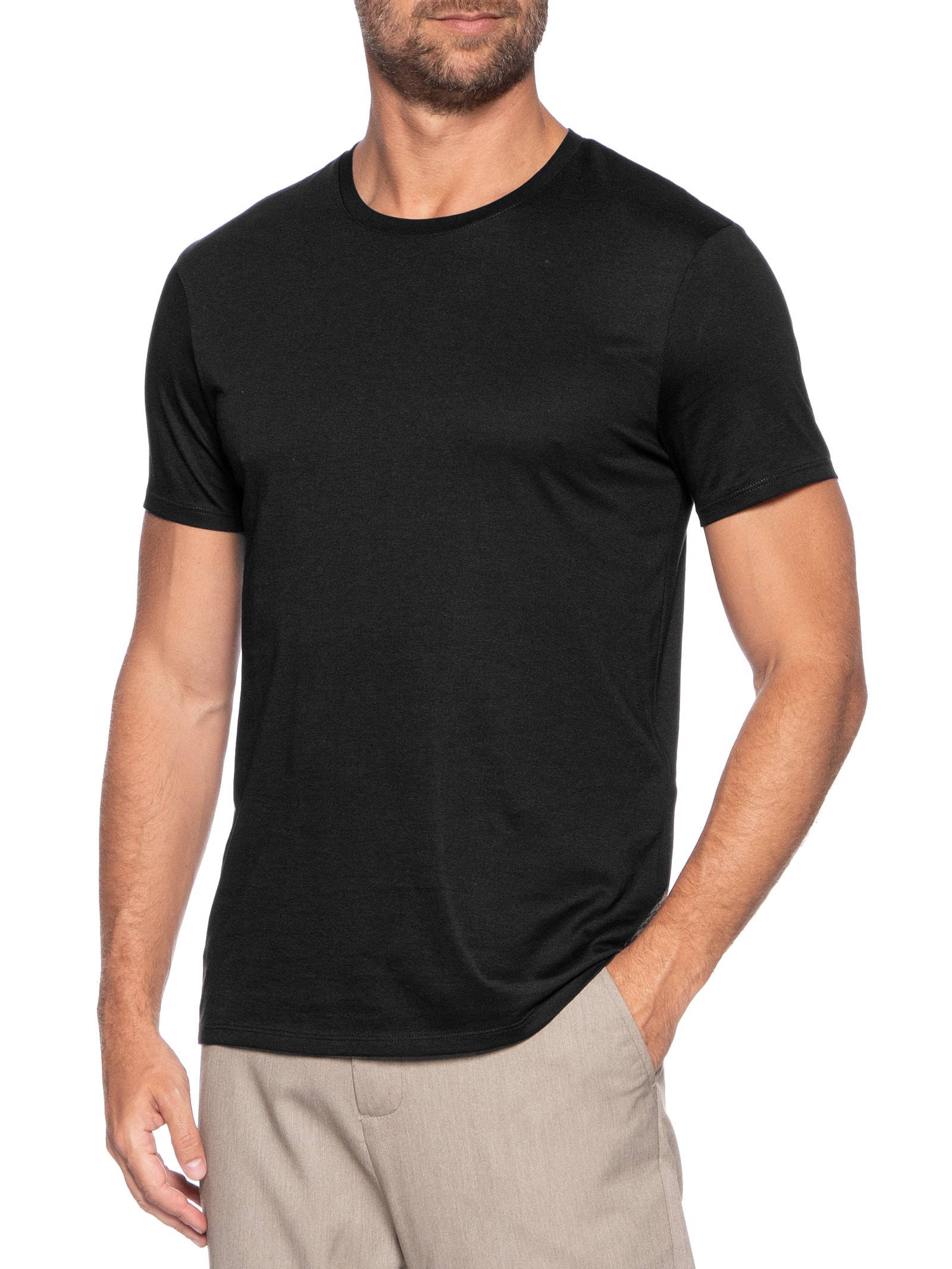Camiseta Masculina Slim Fit Pima Gola Careca Preto Armani Exchange