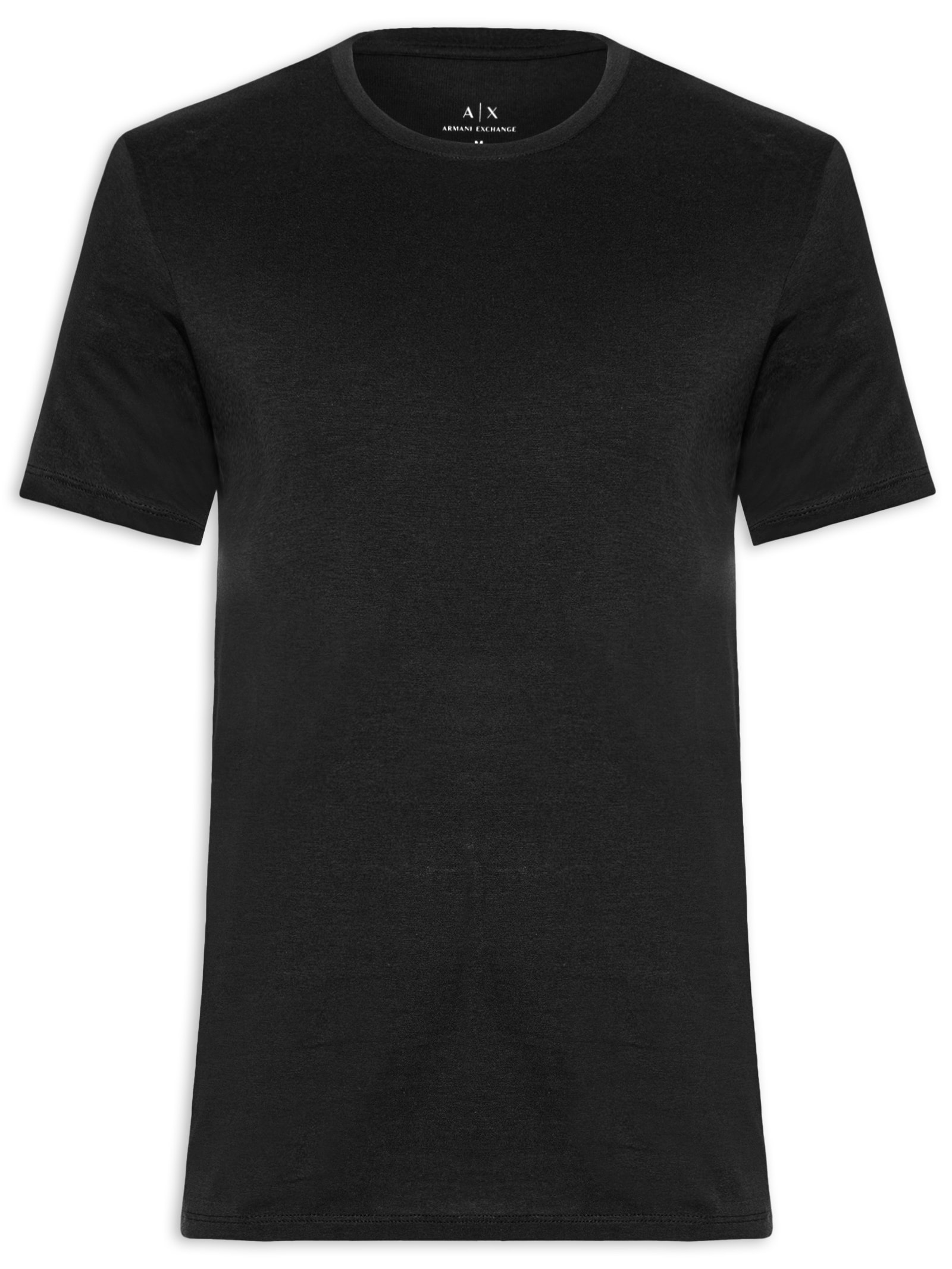 Camiseta Masculina Slim Fit Pima Gola Careca Preto Armani Exchange