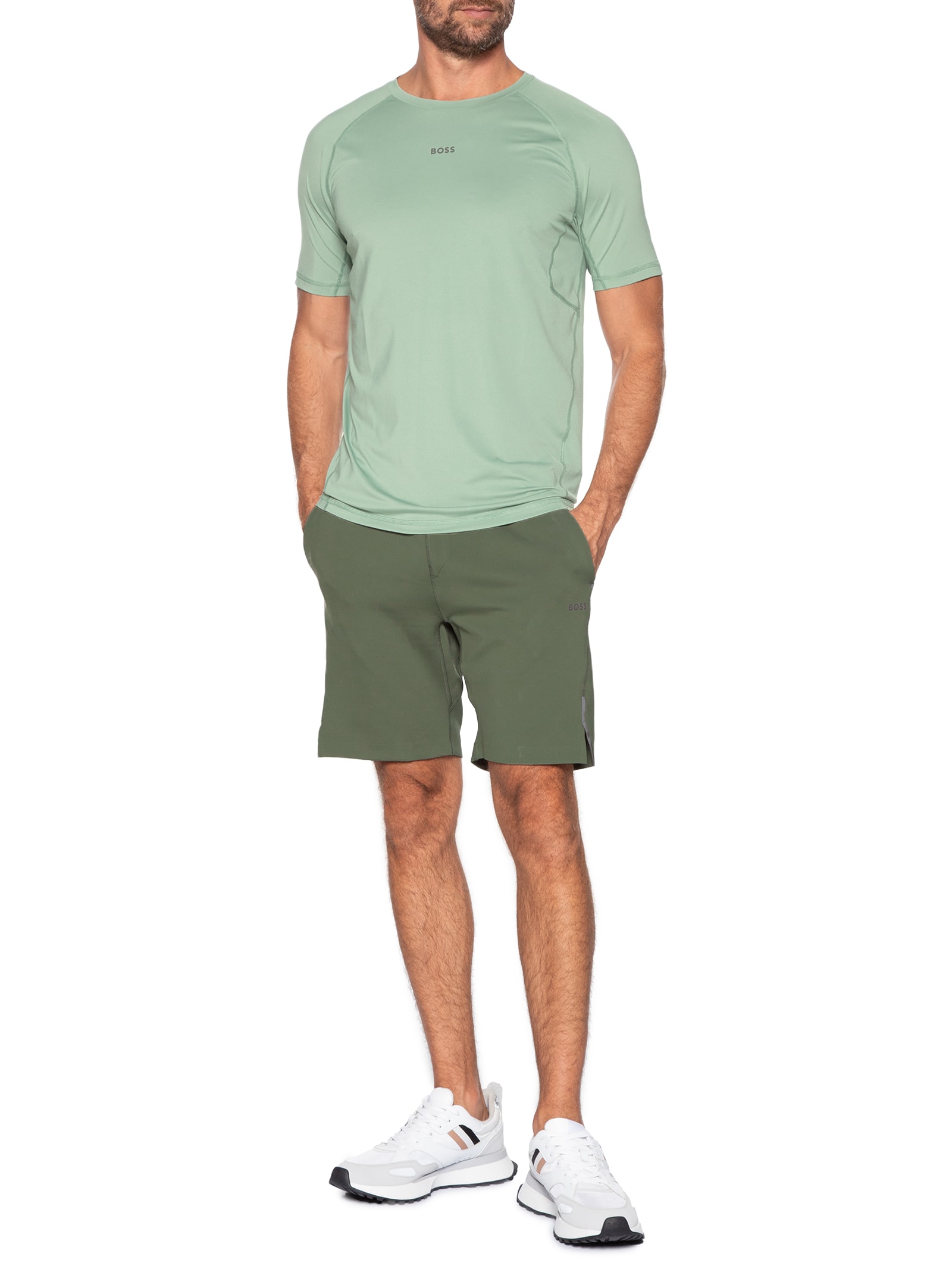 Camiseta Masculina Slim-Fit Reflect Details Tee Ac Verde Boss