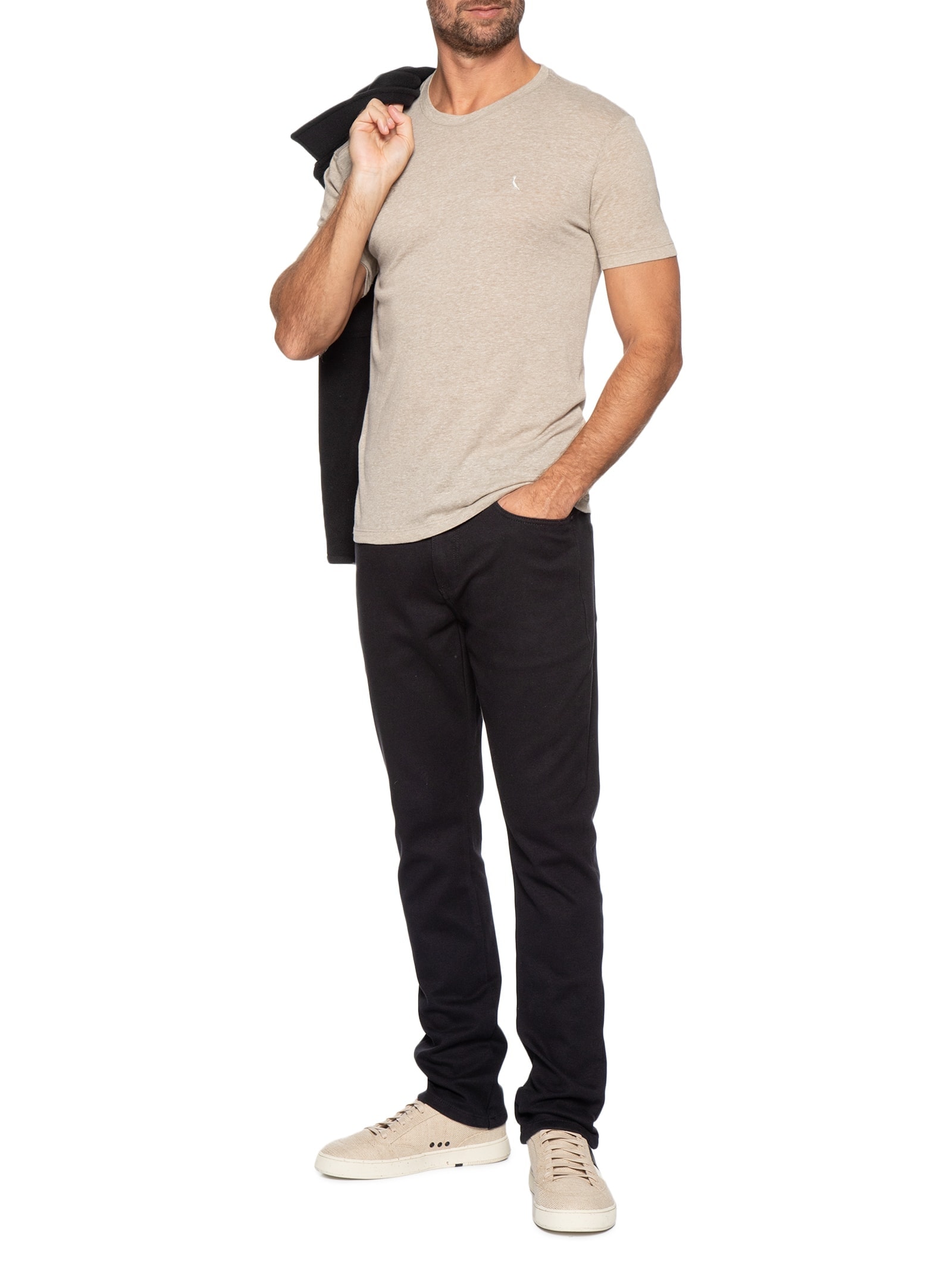 Camiseta Masculina Slim Malha Bege Reserva