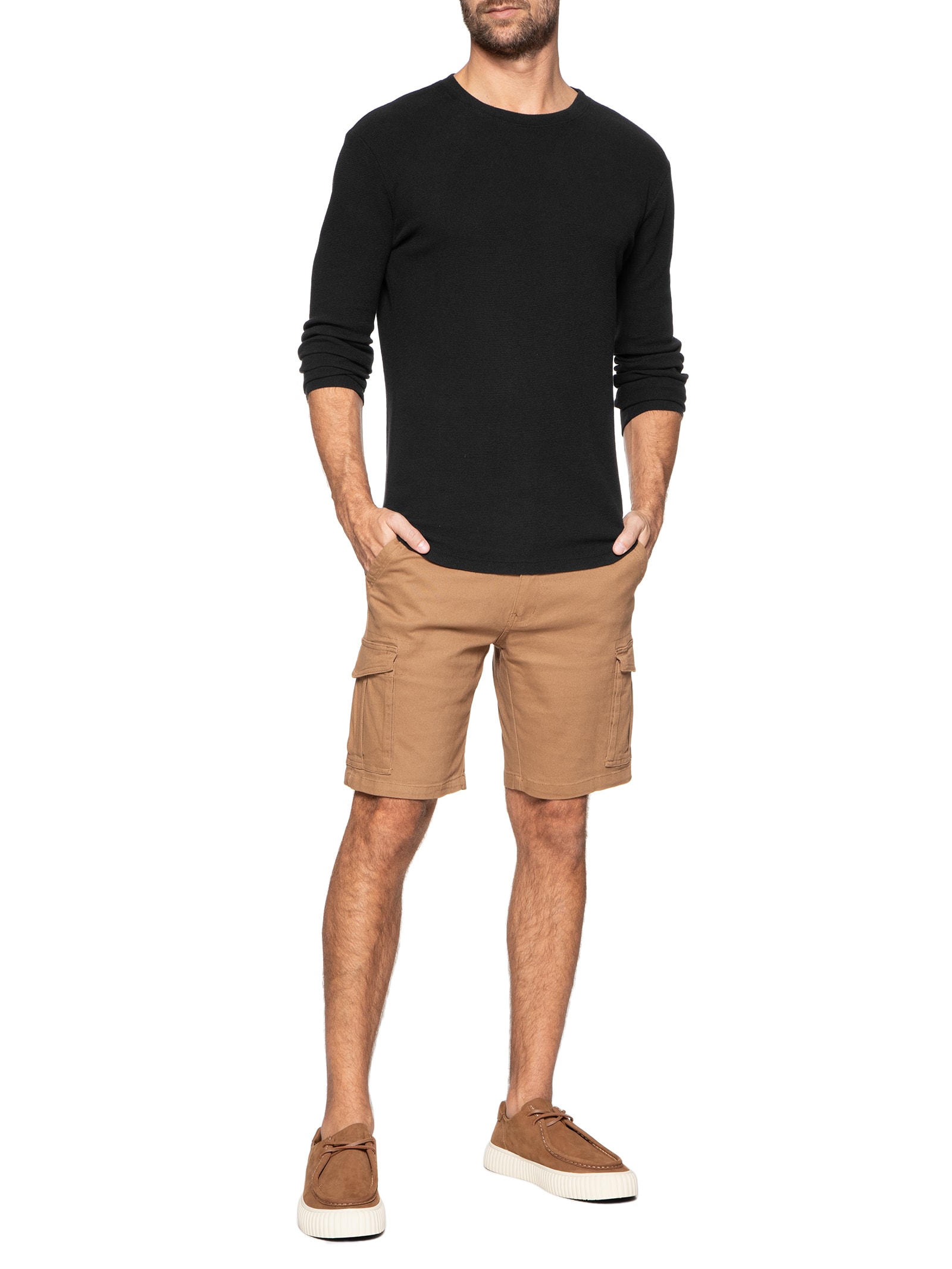 Camiseta Masculina Slim Manga Longa Preto Osklen