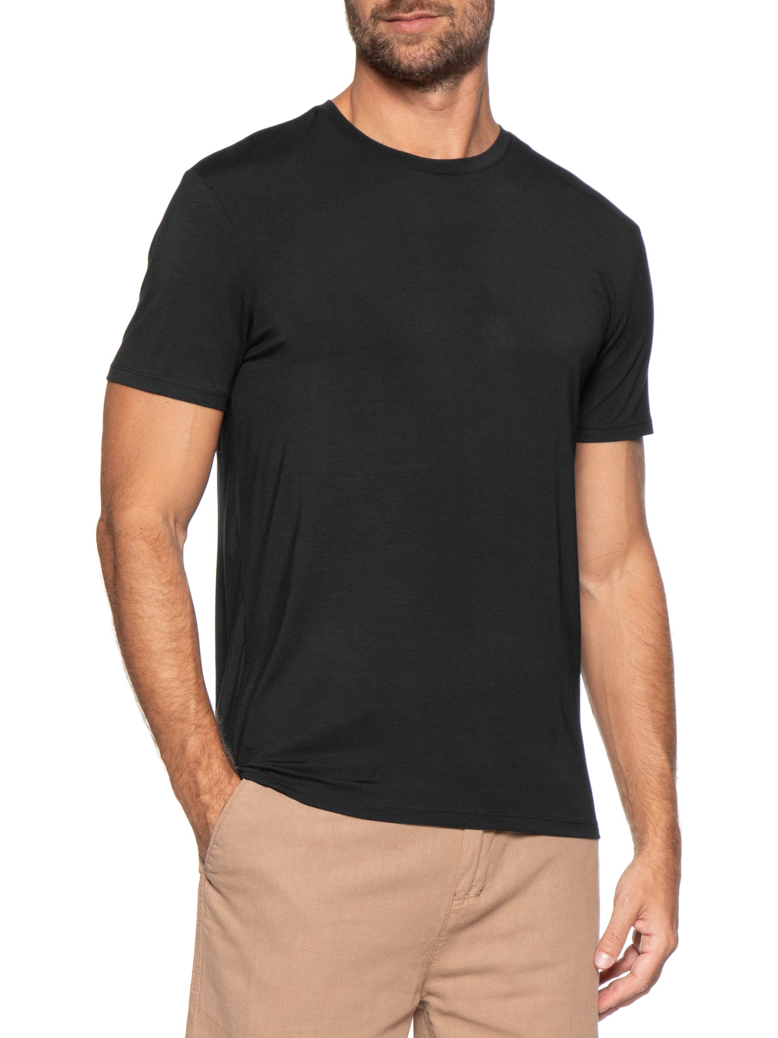 Camiseta Masculina Slim Modal Color Preto Reserva