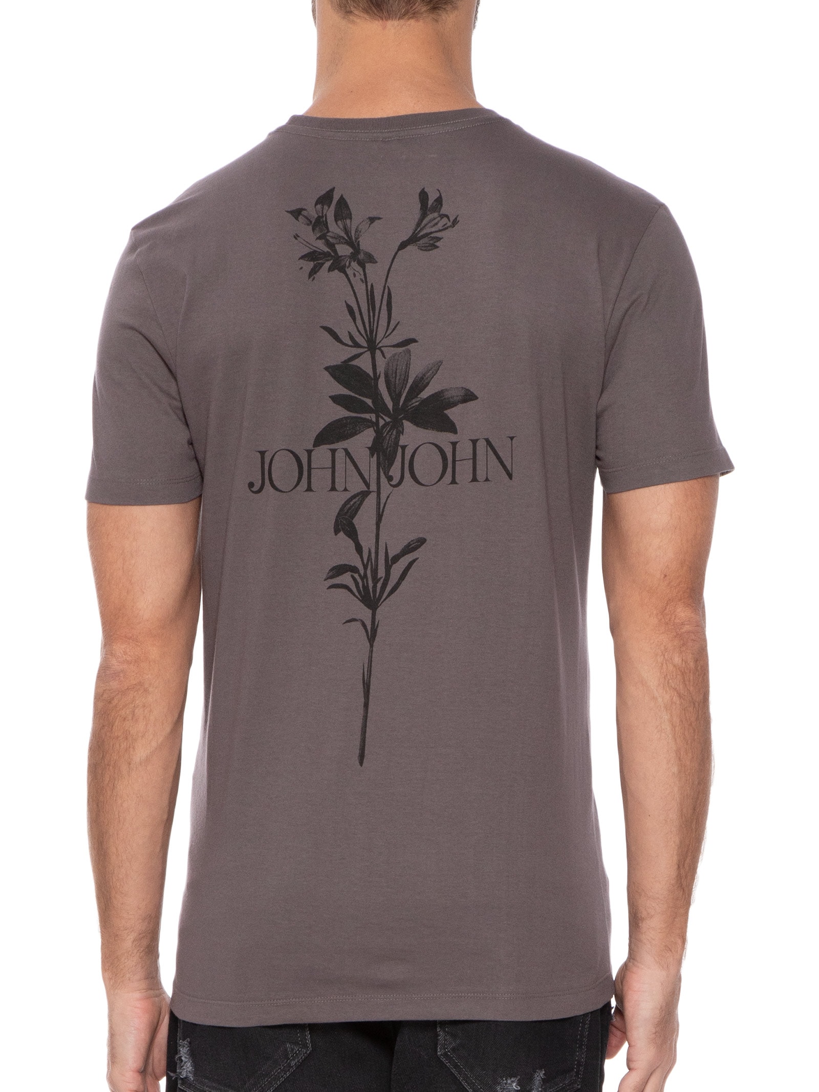 Camiseta Masculina Slim Pray Flowers Cinza John John