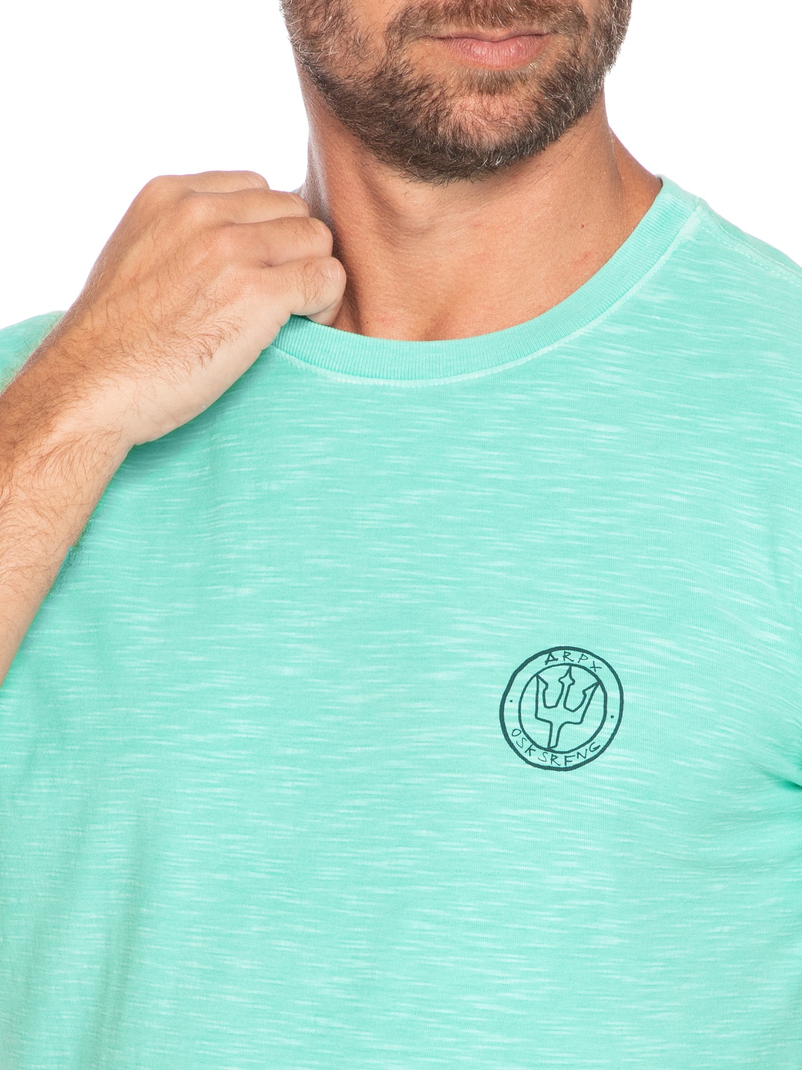 Camiseta Masculina Slim Rough Handmade Manga Curta Verde Osklen