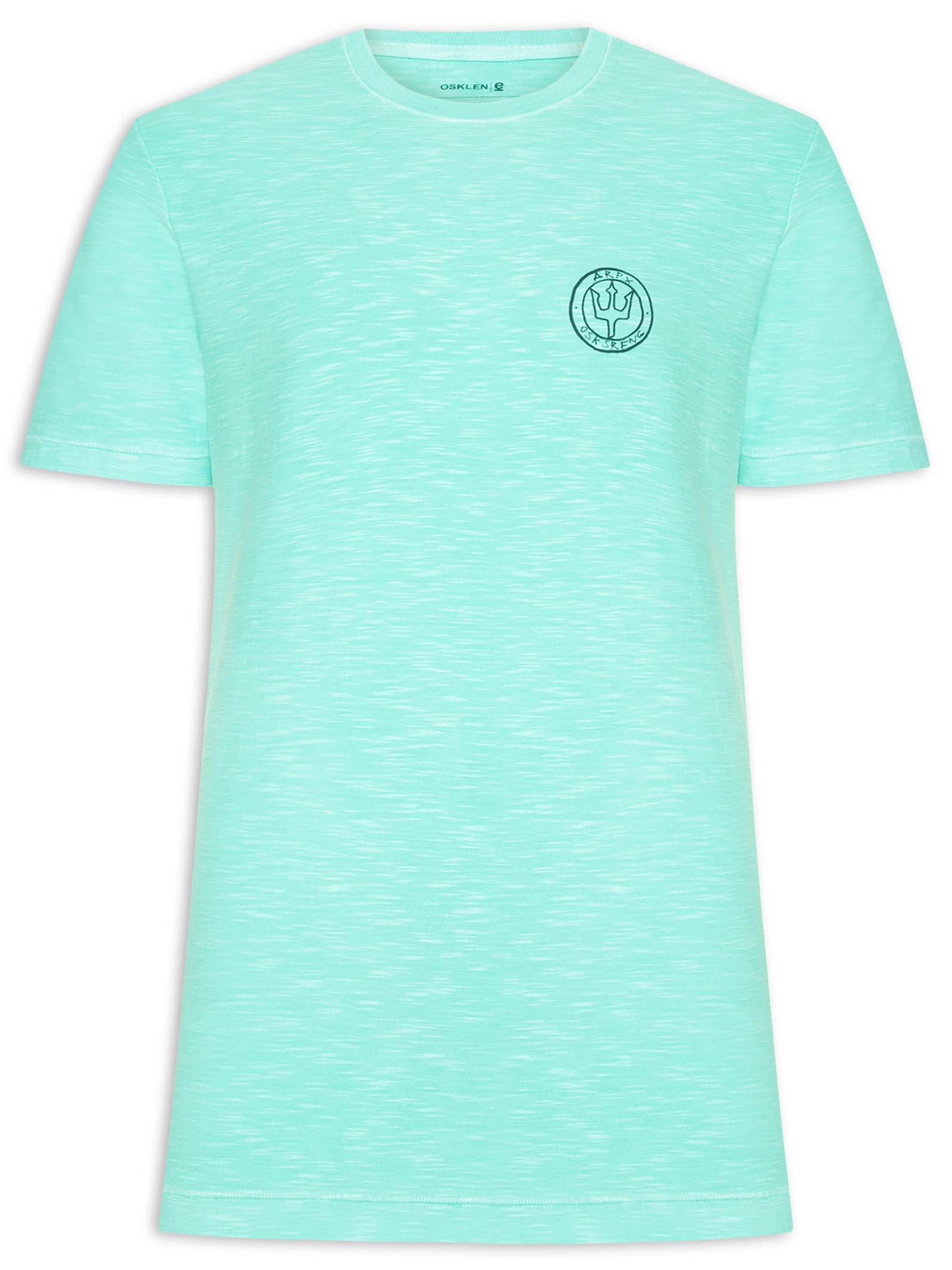 Camiseta Masculina Slim Rough Handmade Manga Curta Verde Osklen