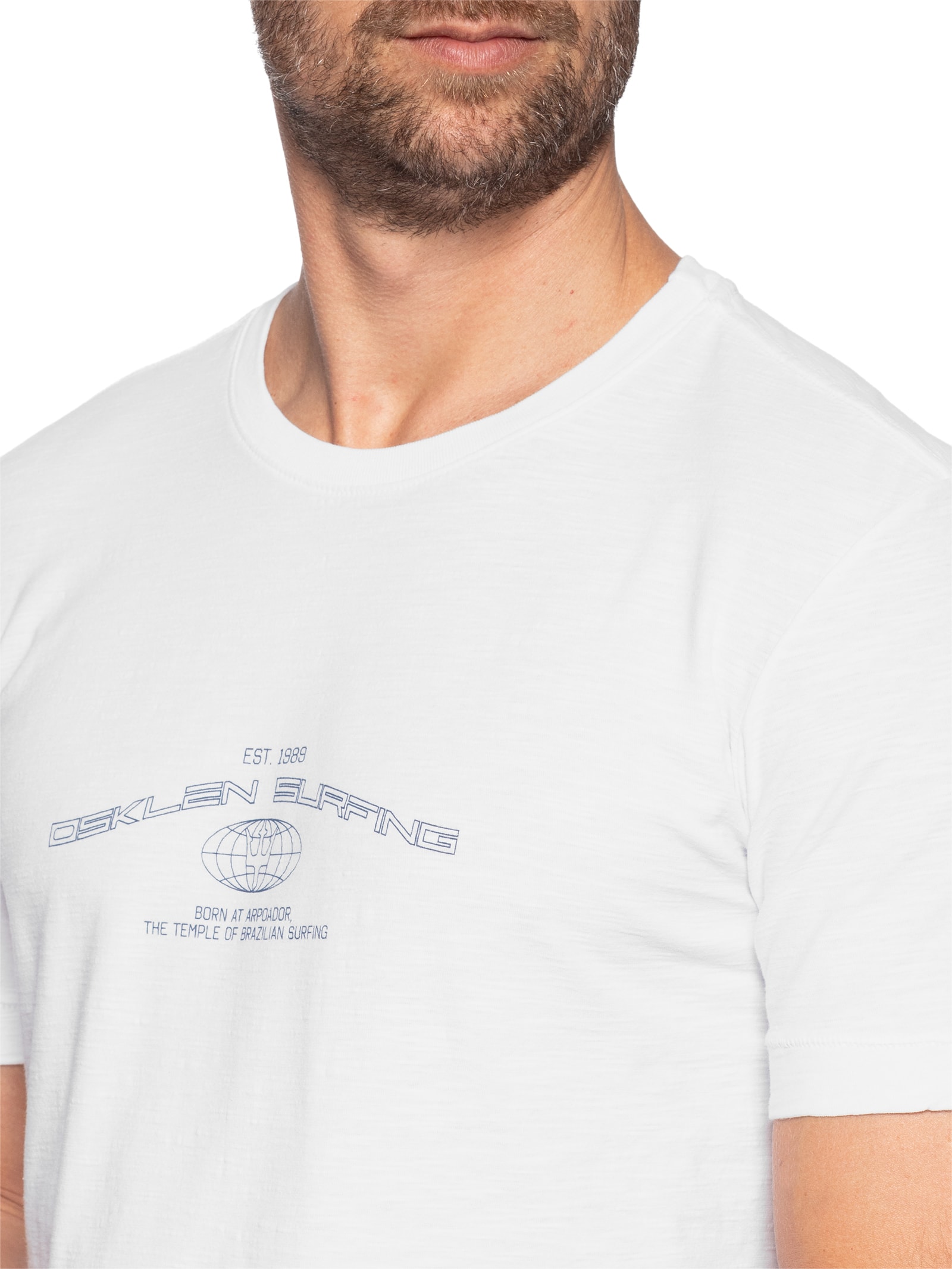 Camiseta Masculina Slim Rough Surfing Tag Full Manga Curta Branco Osklen