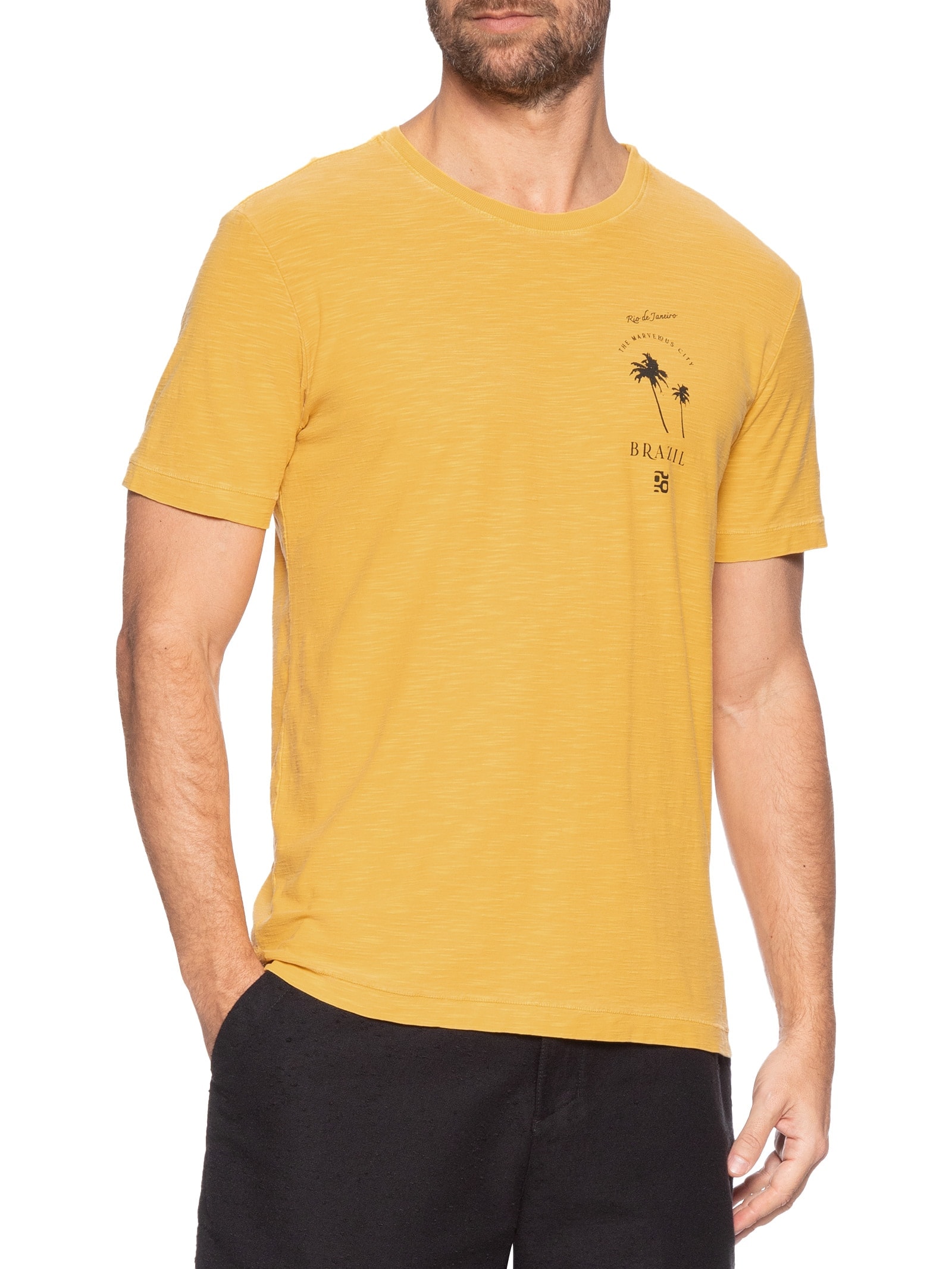 Camiseta Masculina Slim Rough The City Amarelo Osklen