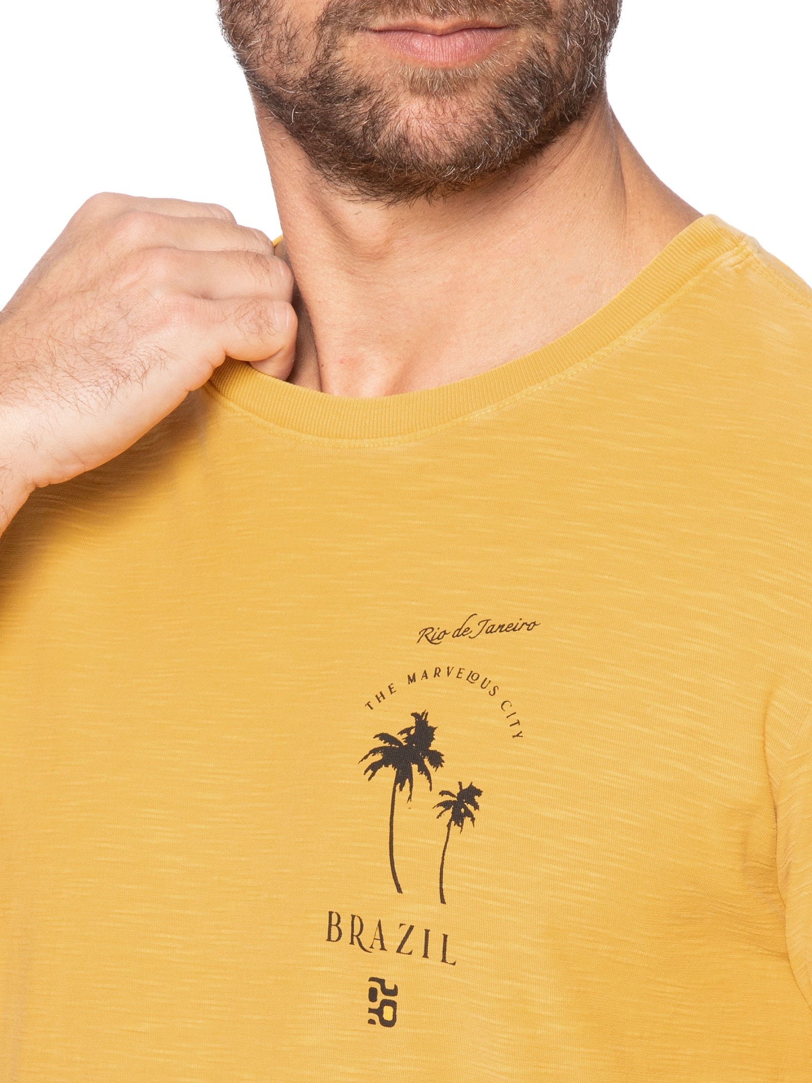 Camiseta Masculina Slim Rough The City Amarelo Osklen