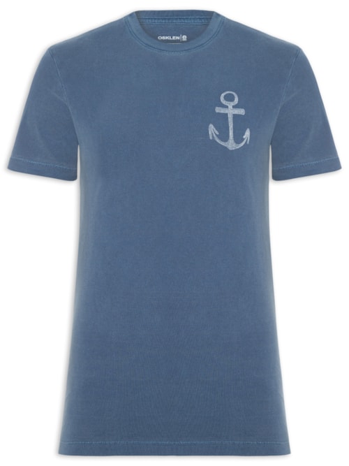 Camiseta Masculina Slim Stone Âncora Manga Curta – Azul