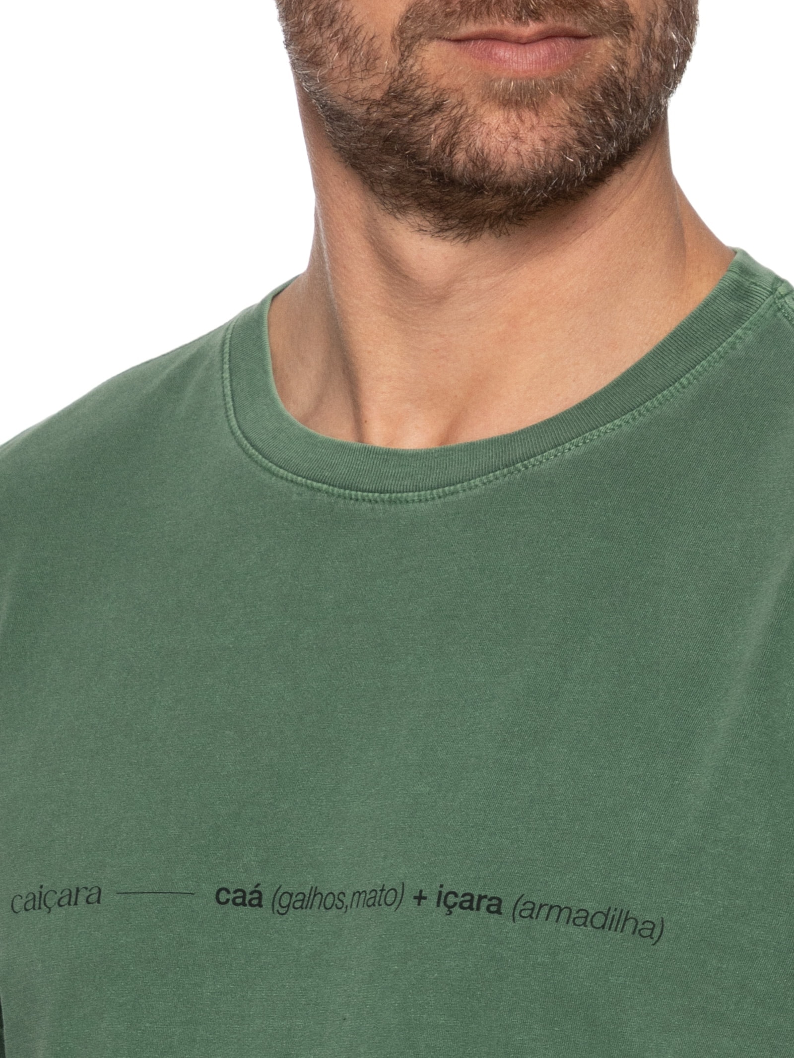 Camiseta Masculina Slim Stone Caiçara Manga Curta Verde Osklen
