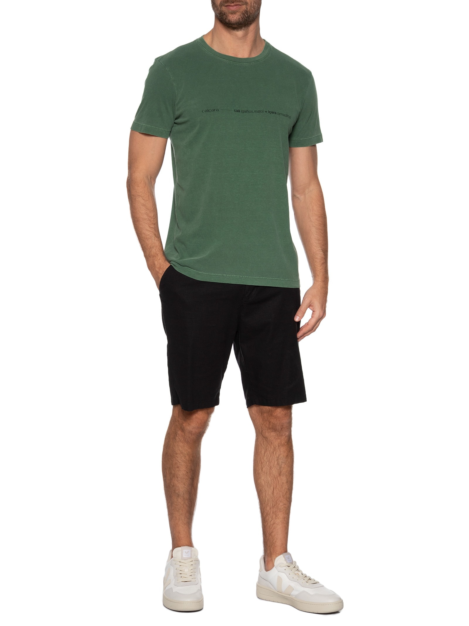 Camiseta Masculina Slim Stone Caiçara Manga Curta Verde Osklen