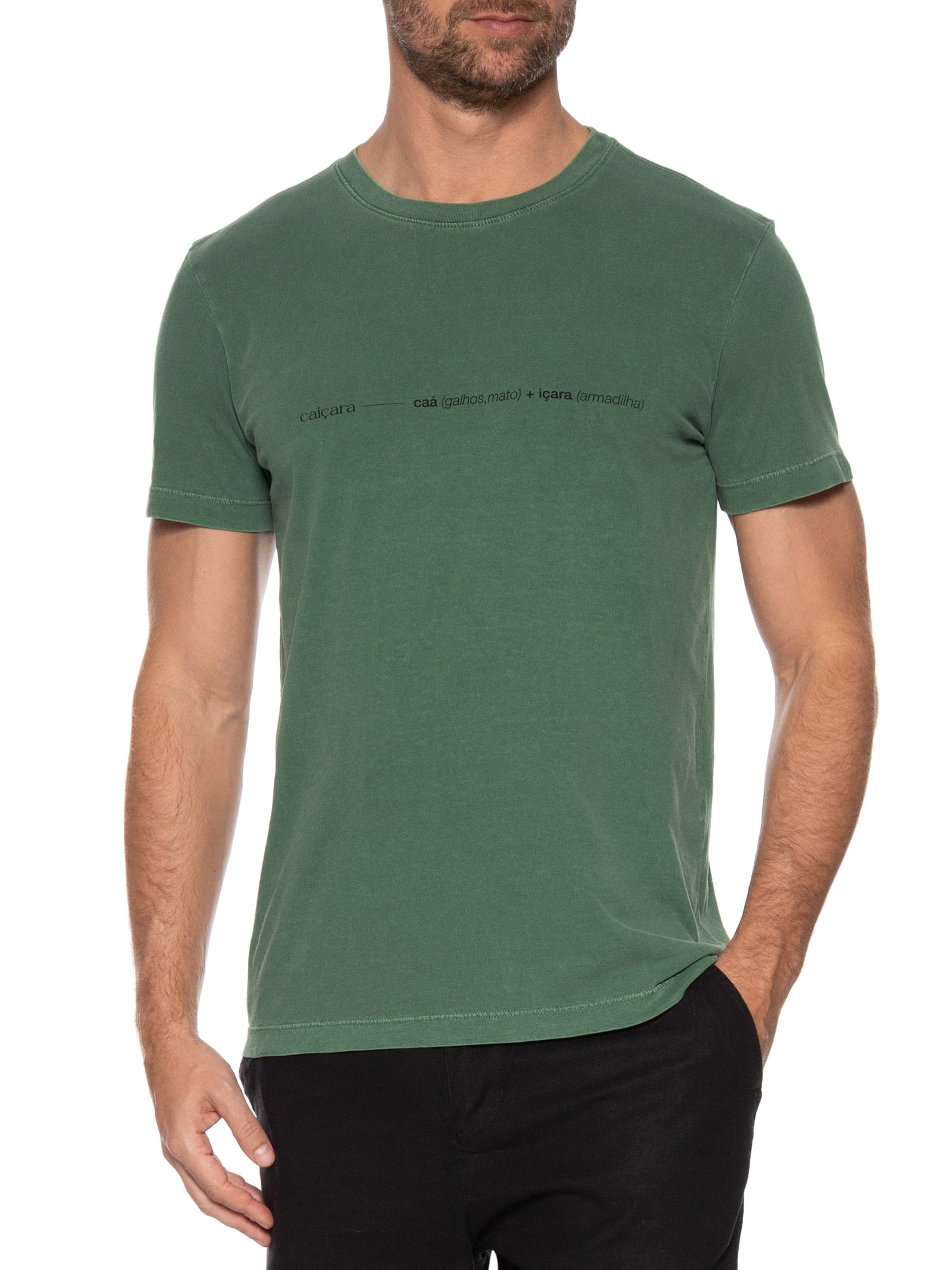 Camiseta Masculina Slim Stone Caiçara Manga Curta Verde Osklen