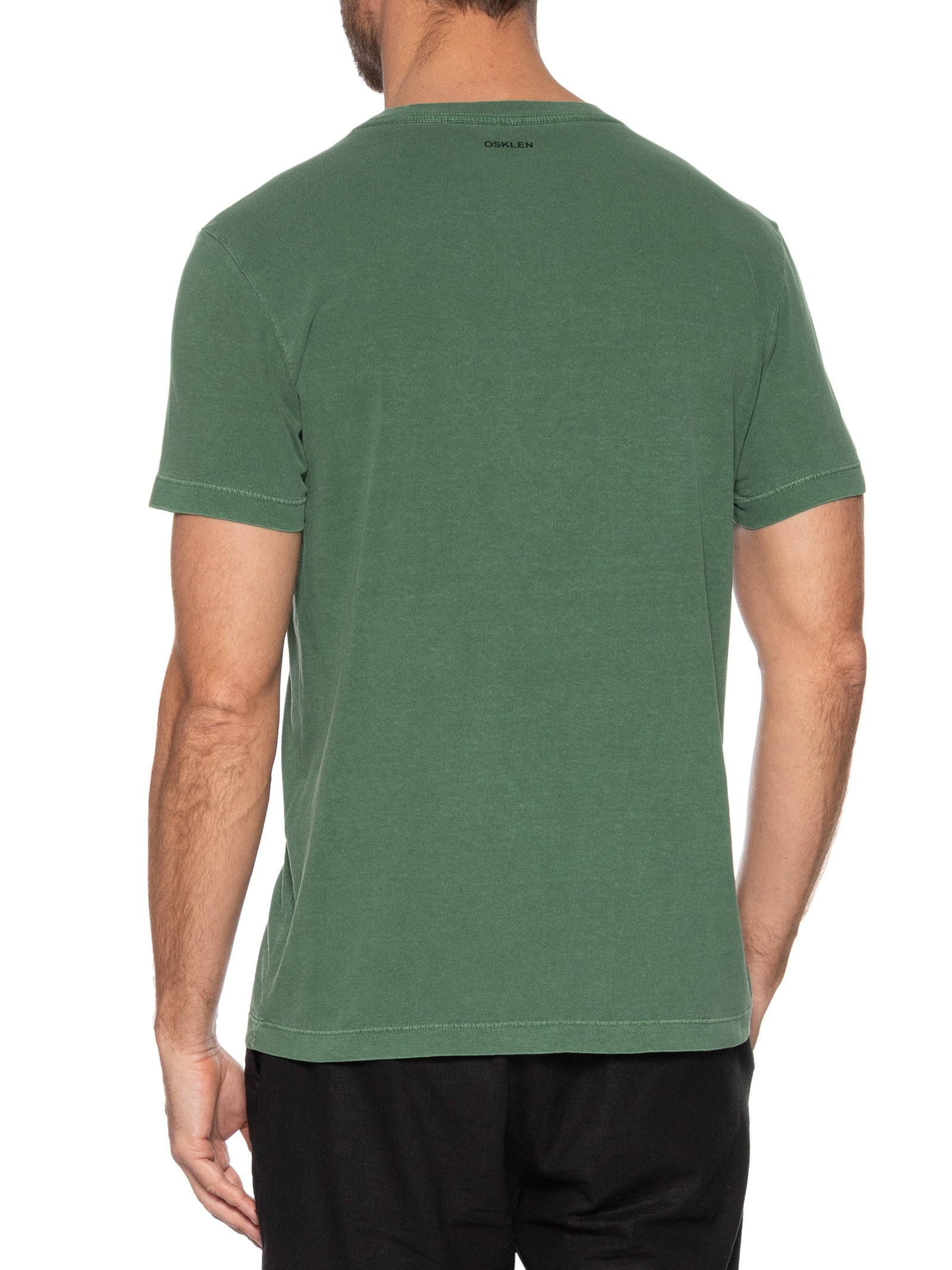 Camiseta Masculina Slim Stone Caiçara Manga Curta Verde Osklen