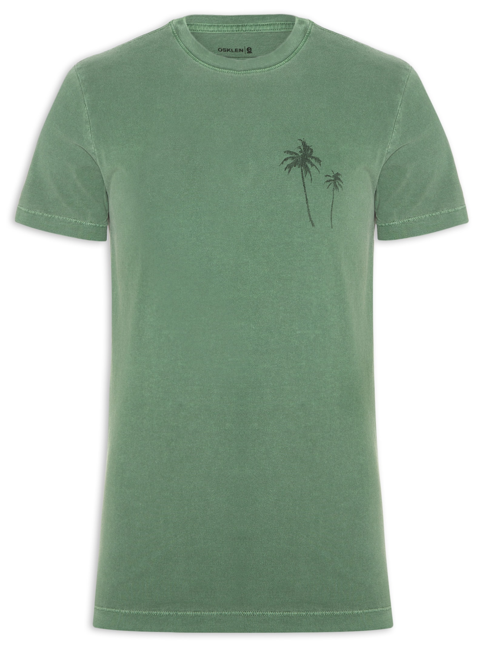 Camiseta Masculina Slim Stone Coqueiro Gaze Manga Curta Verde Osklen