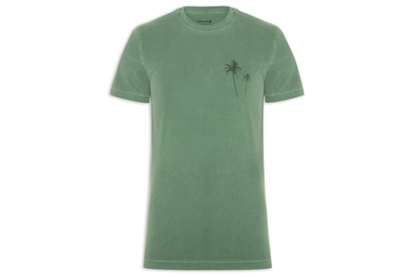 Camiseta Masculina Slim Stone Coqueiro Gaze Manga Curta - Verde
