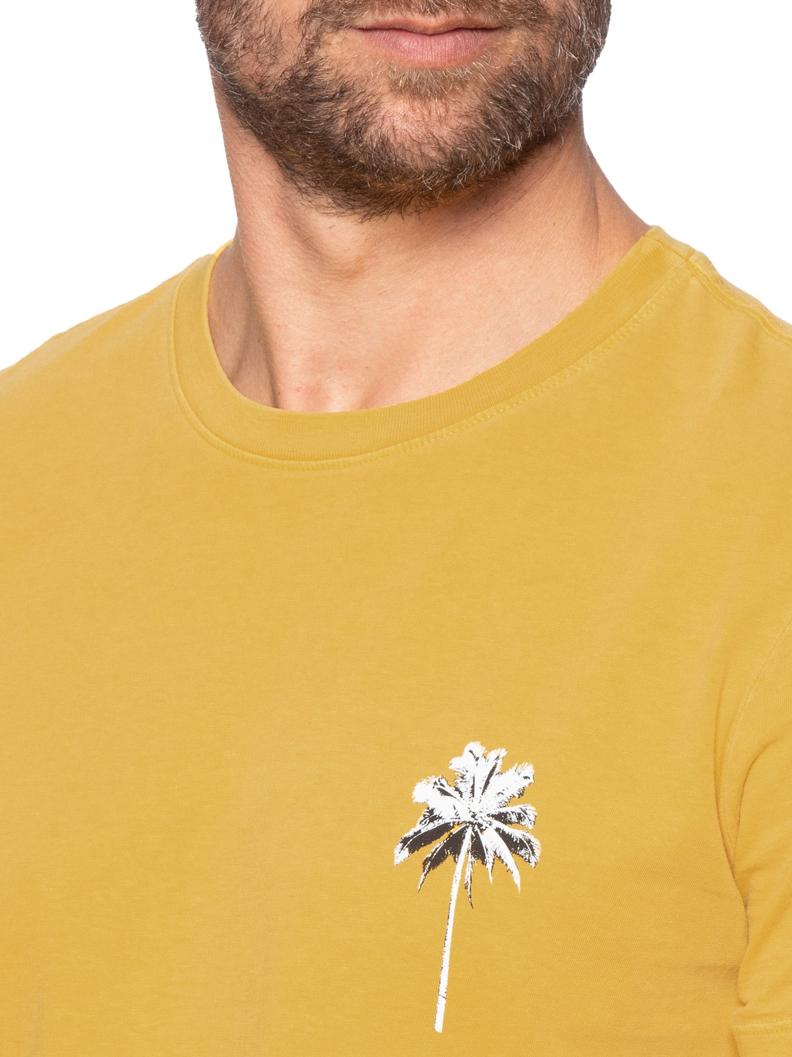 Camiseta Masculina Slim Stone Coqueiro Mc  Amarelo Osklen