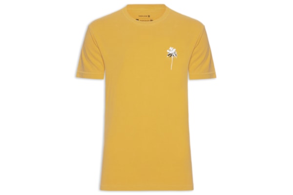 Camiseta Masculina Slim Stone Coqueiro Mc -  Amarelo