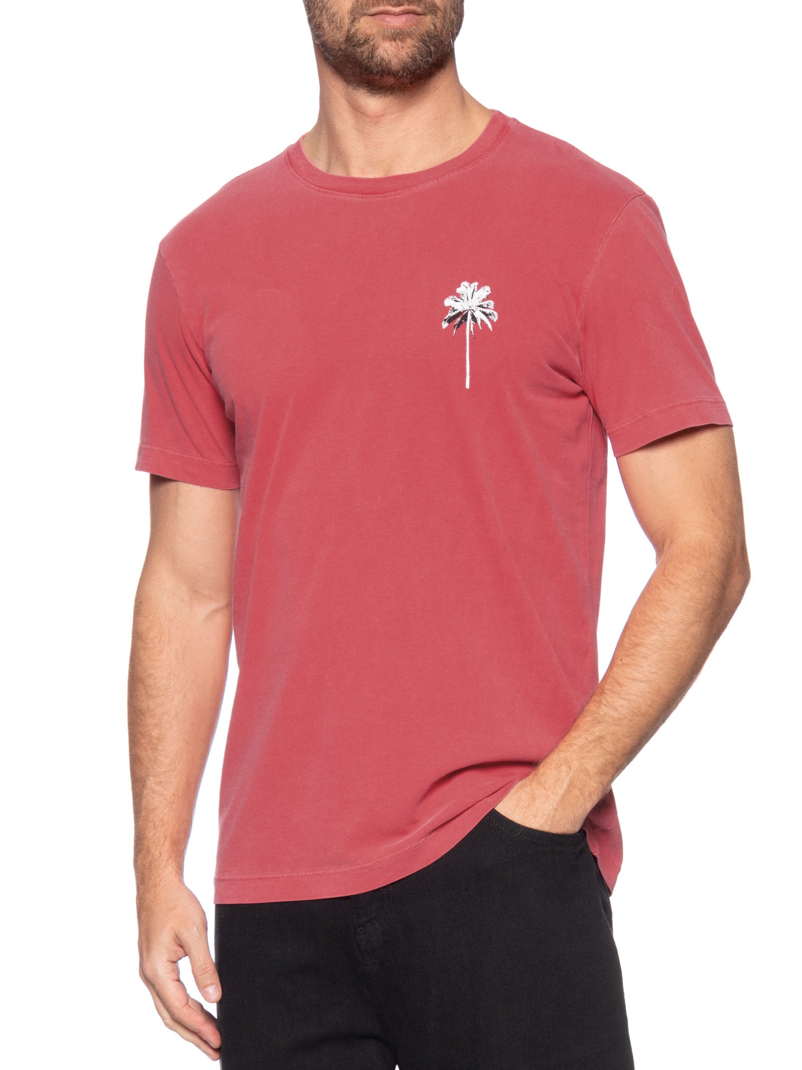 Camiseta Masculina Slim Stone Coqueiro Vermelho Osklen