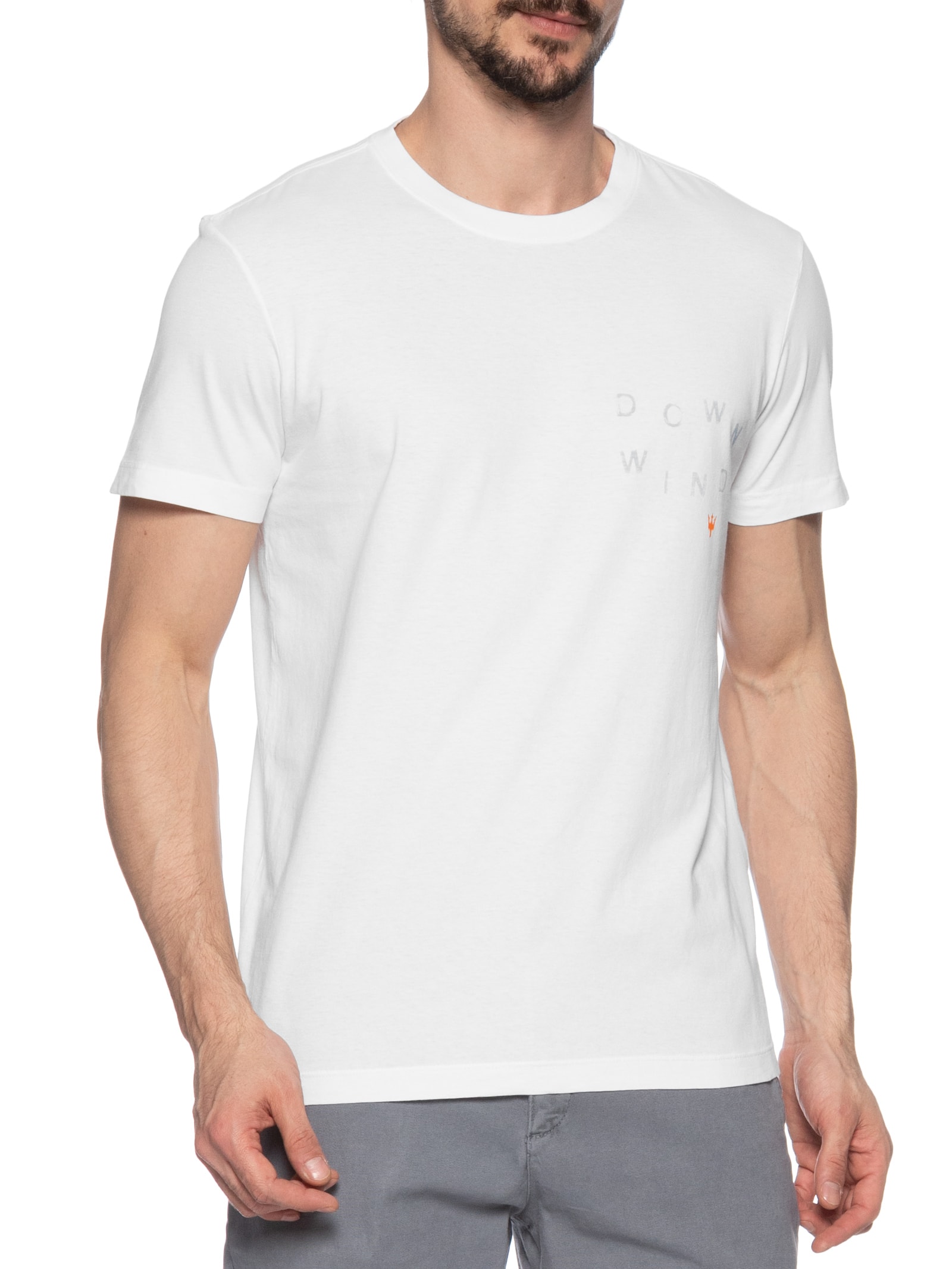 Camiseta Masculina Slim Stone Downwind Manga Curta Branco Osklen