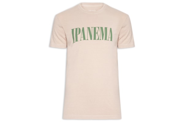 Camiseta Masculina Slim Stone Ipanema Serif Manga Curta - Rosa